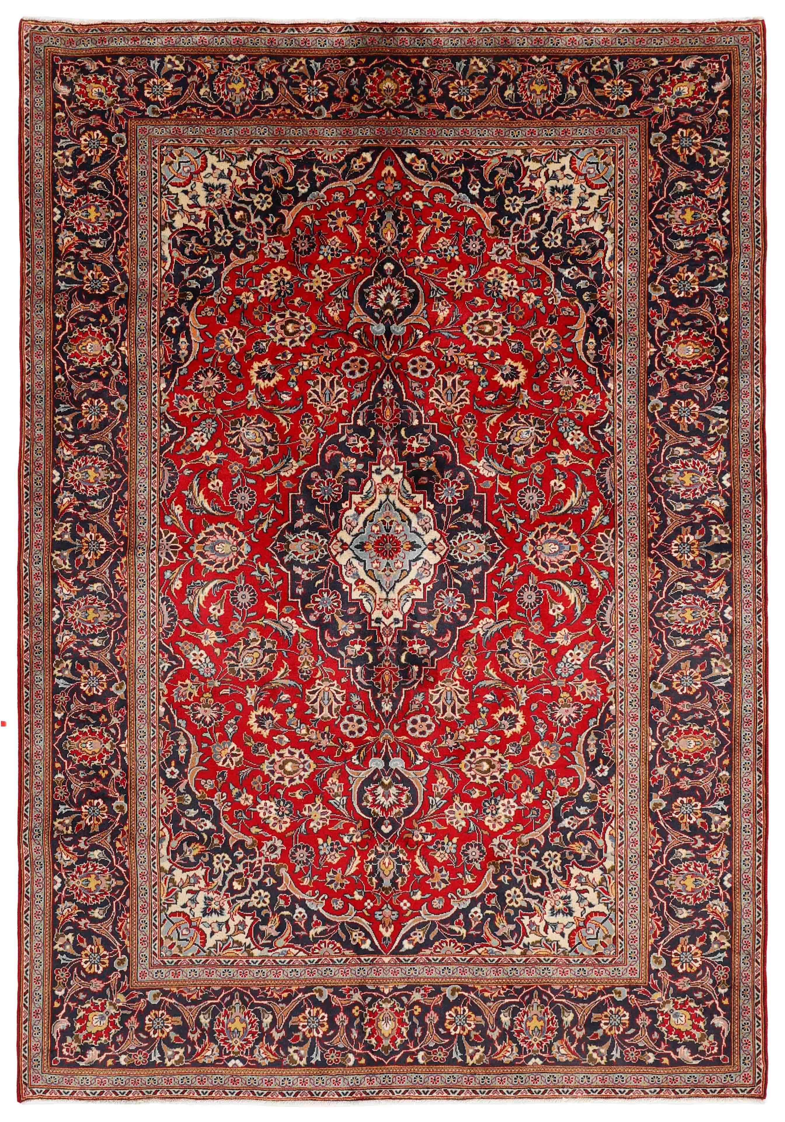 Authentic persian rug with Traditionalfloral design in red and blue