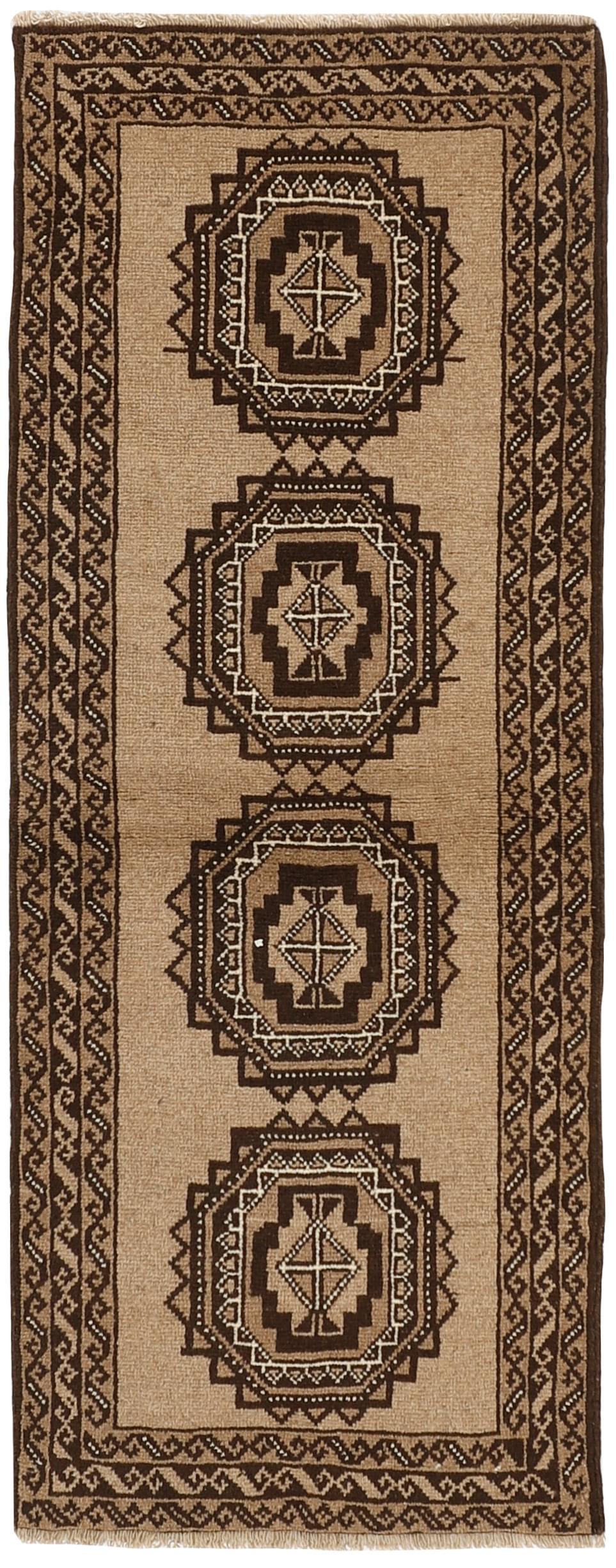 Brown Persian wool rug with traditional design