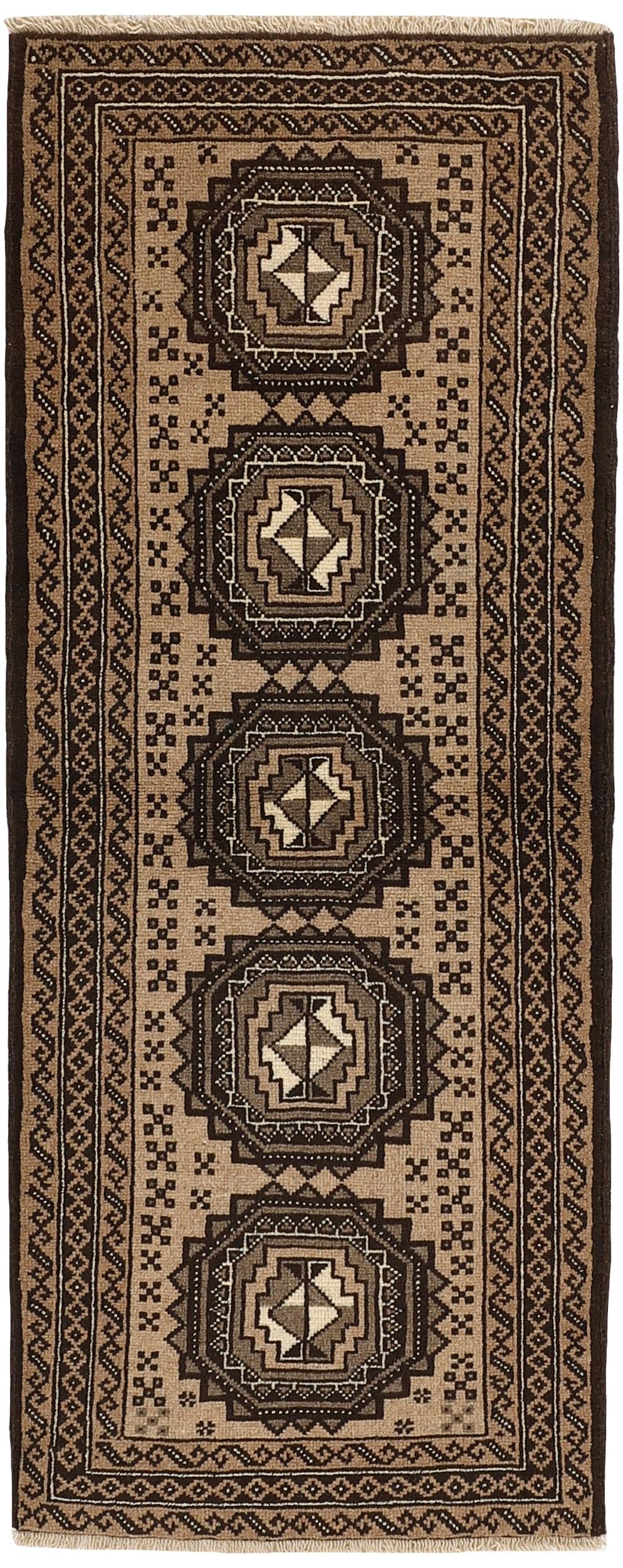 Brown Persian wool rug with traditional design