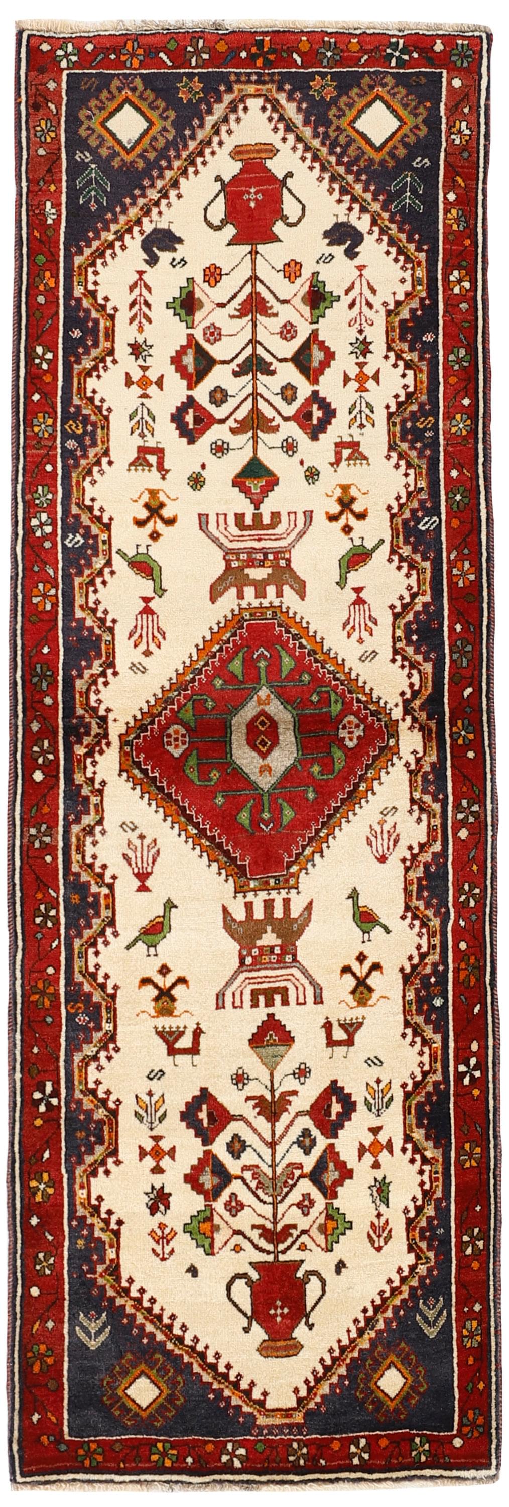 red persian rug with geometric design