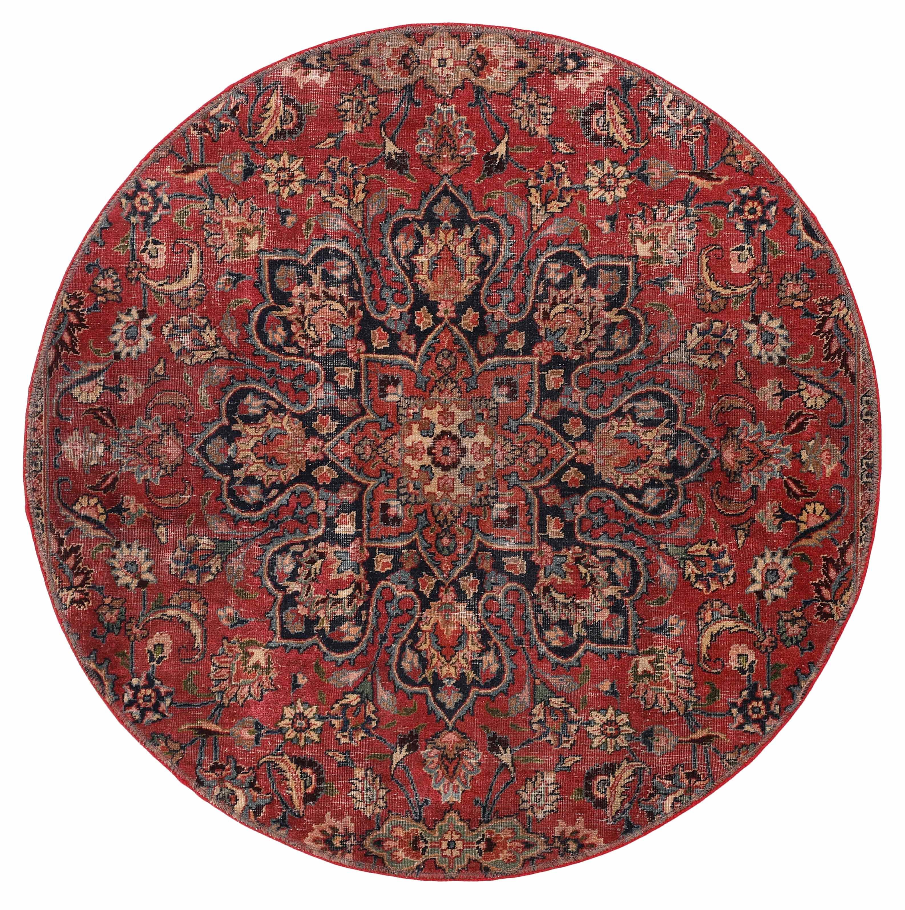 red vintage persian circle rug