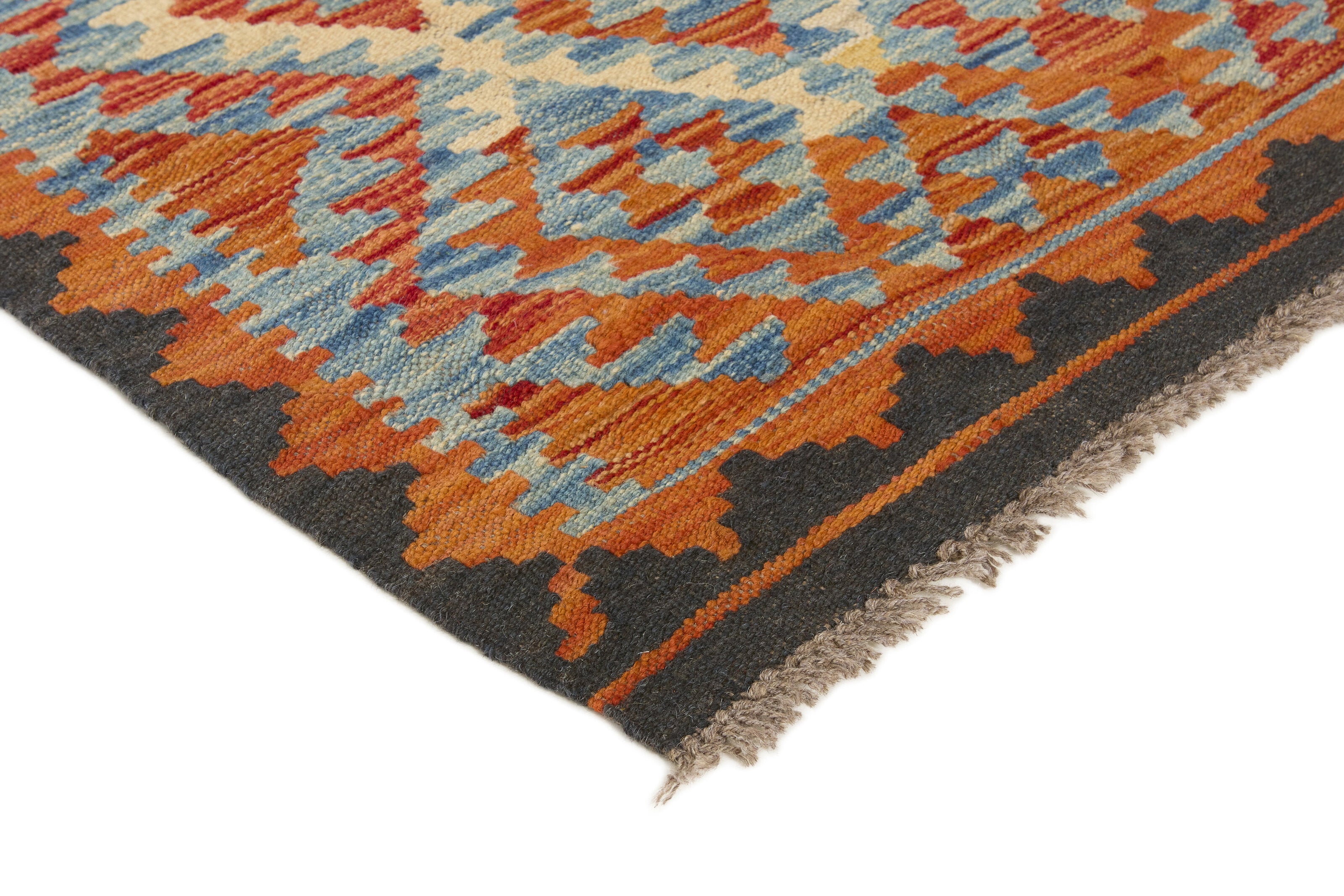 Authentic Persian Kilim flatweave runner with traditional multicolour pattern