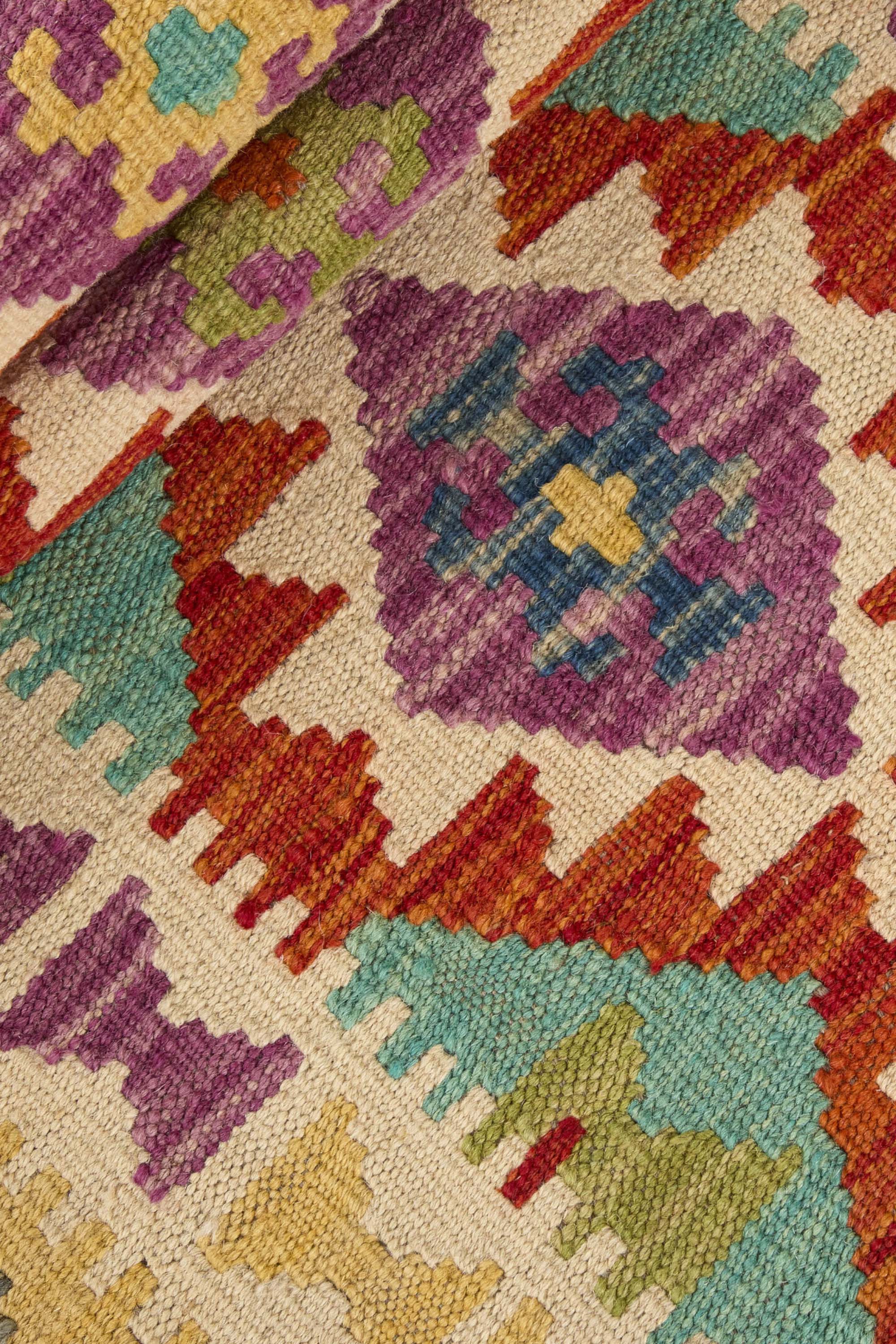 Authentic Persian Kilim flatweave runner with traditional multicolour pattern