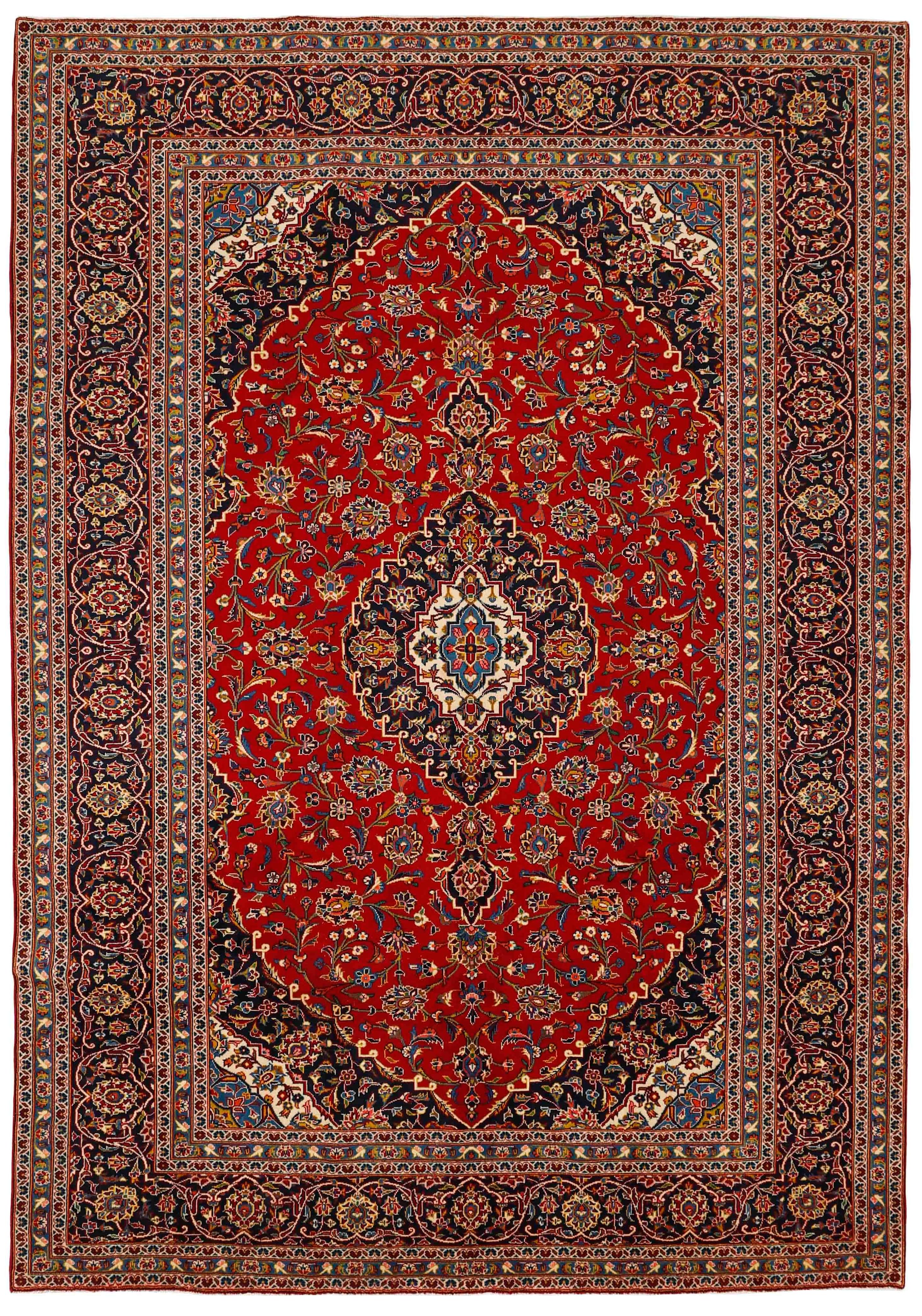 Authentic persian rug with Traditionalfloral design in red and blue