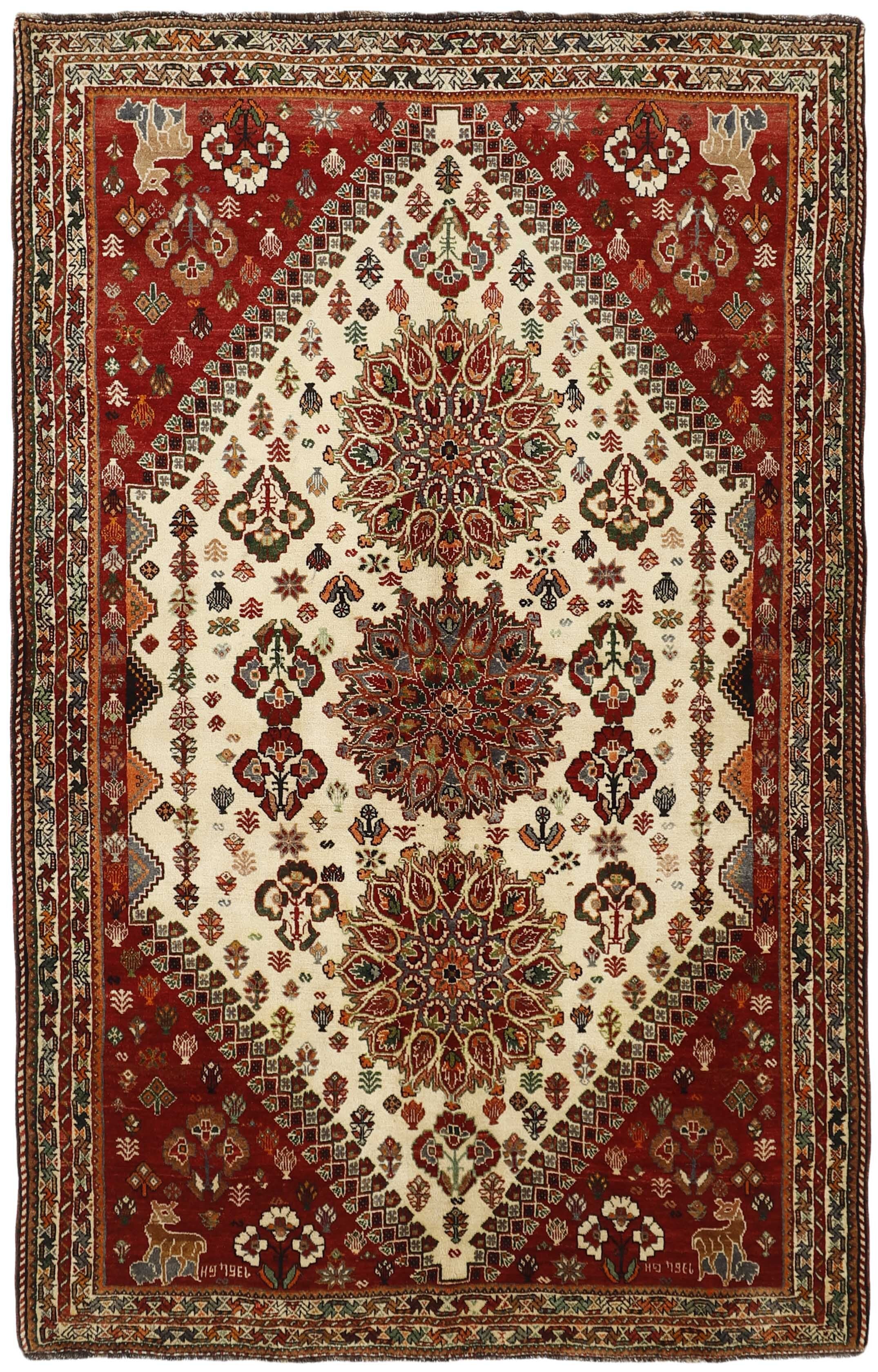 red and black persian rug with geometric design