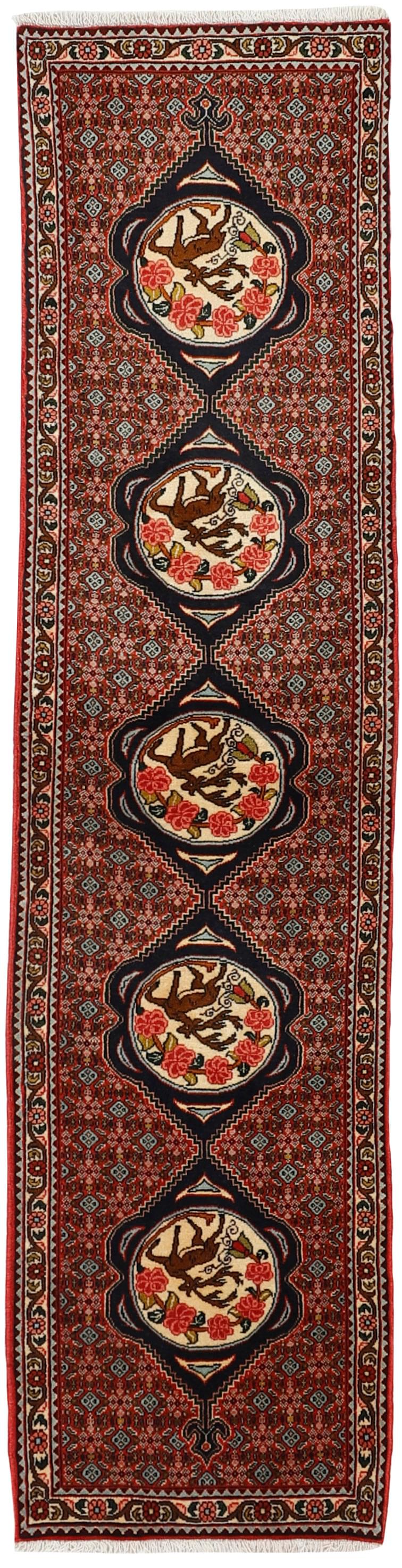authentic persian runner with a traditional geometric design in red