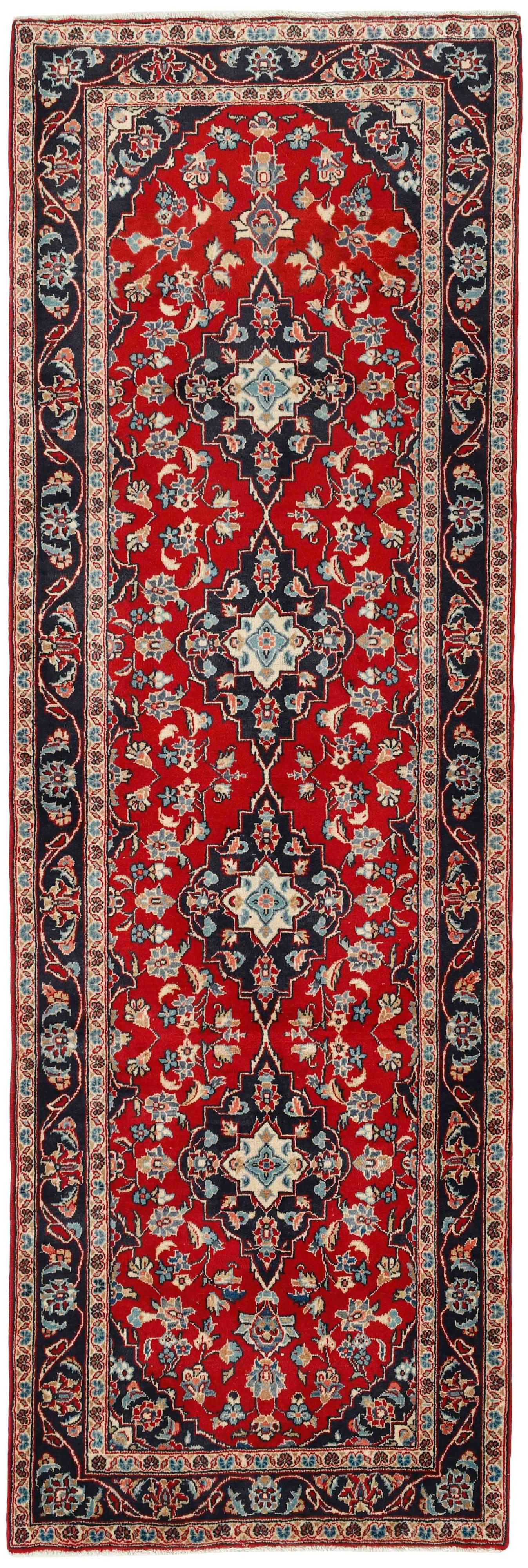 Authentic persian runner with Traditionalfloral design in red and blue