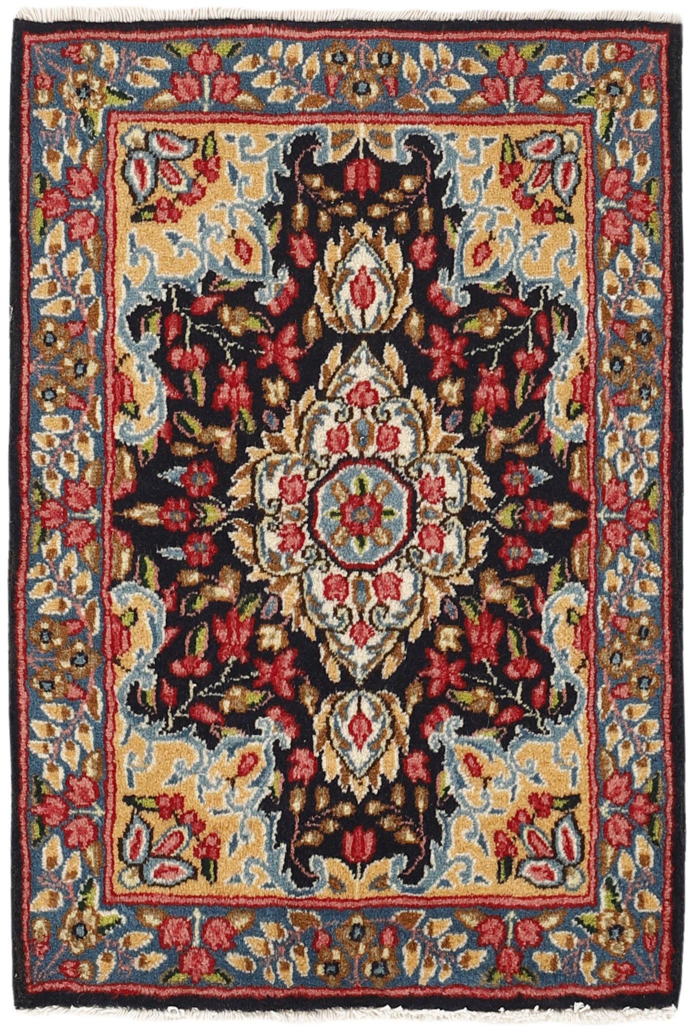 Luxury multicolour traditional Kerman rug