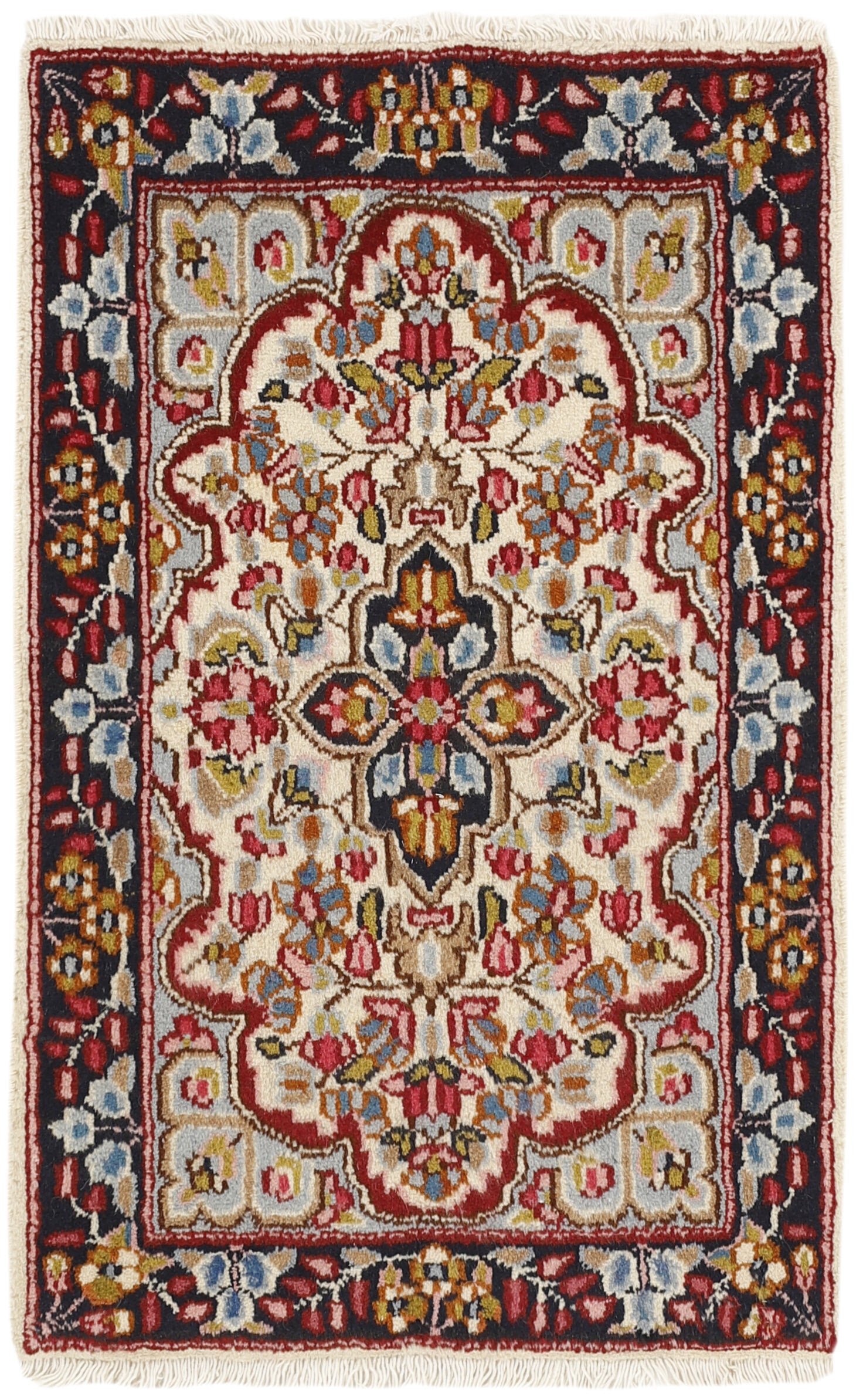 Luxury multicolour traditional Kerman rug