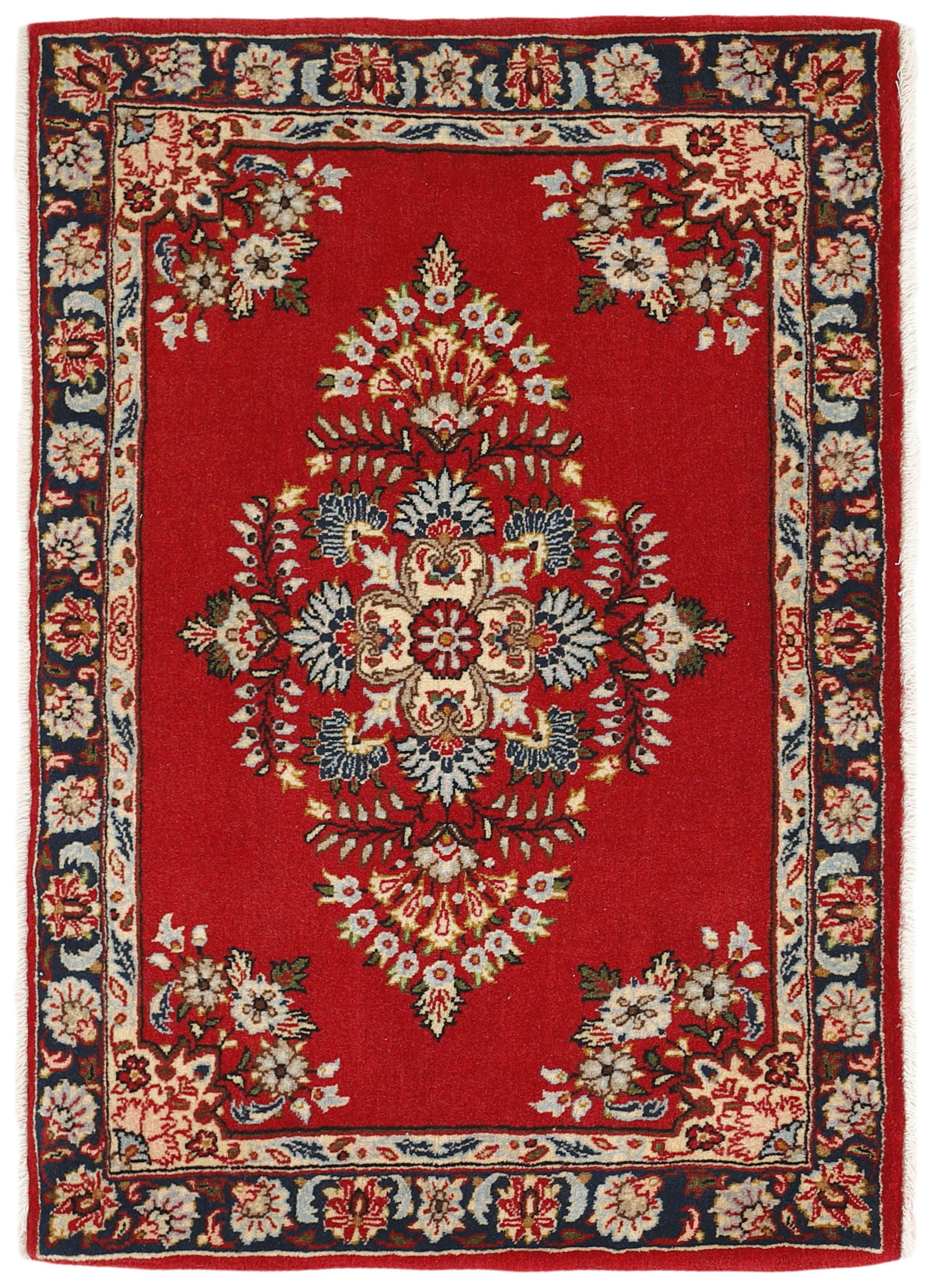 Luxury red traditional Kerman rug