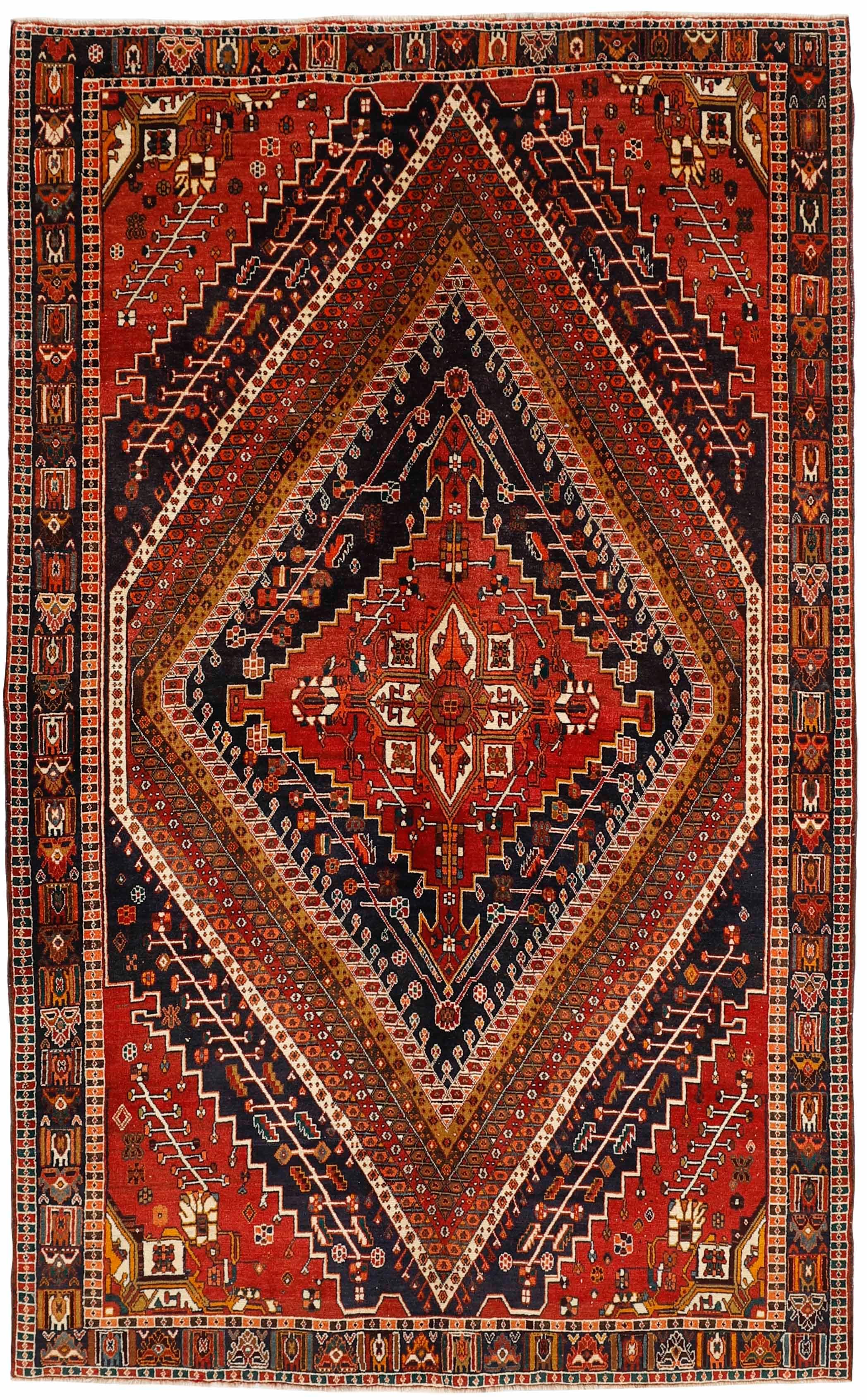red and black persian rug with geometric design