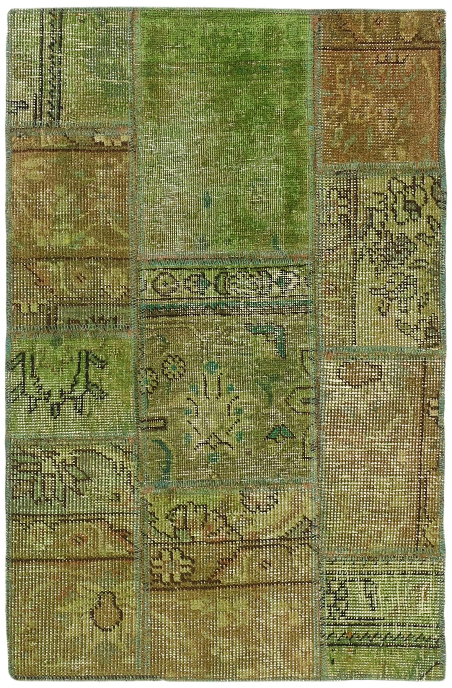 Authentic green patchwork persian rug