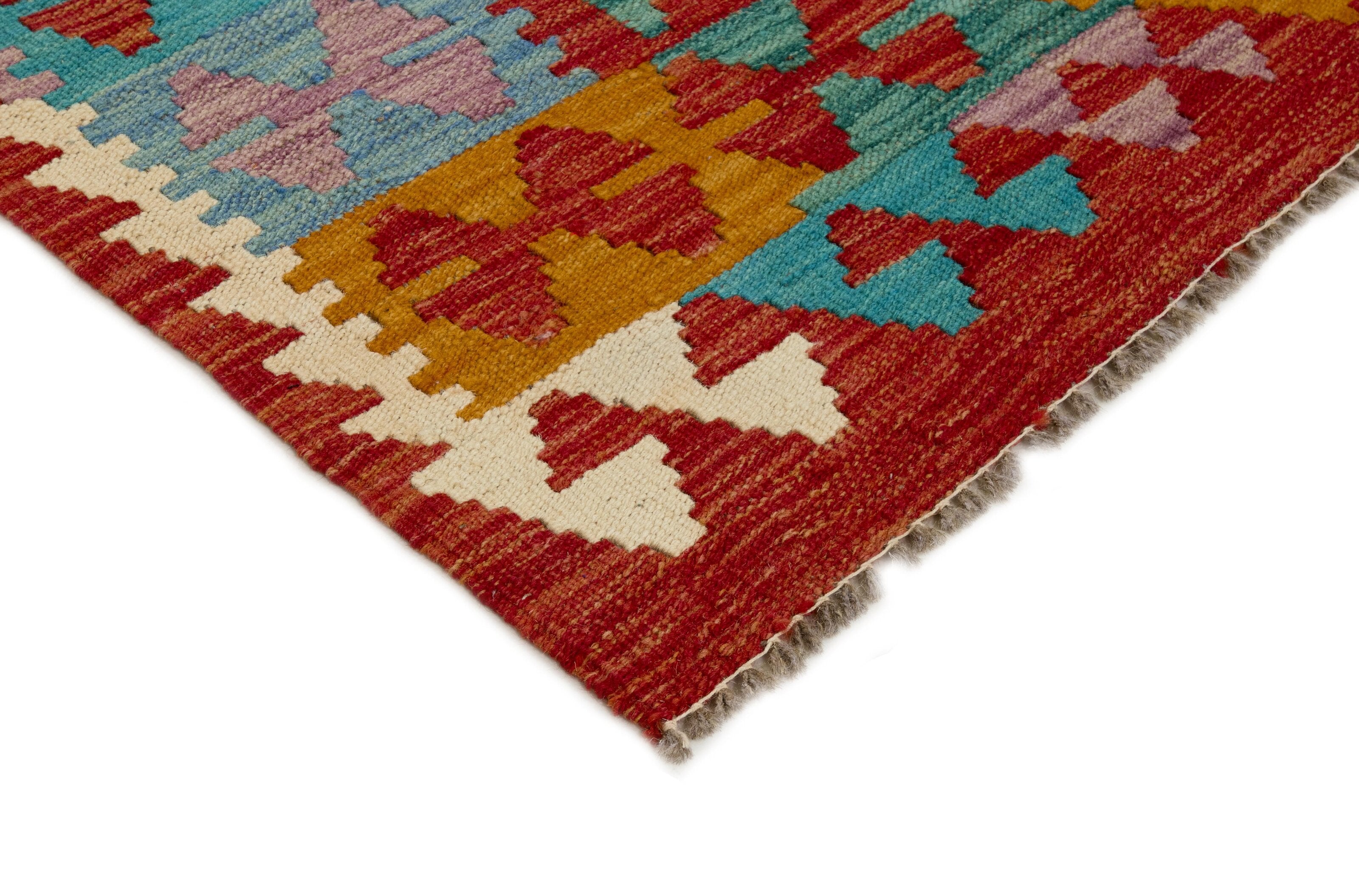 Authentic Persian Kilim flatweave rug with traditional multicolour pattern