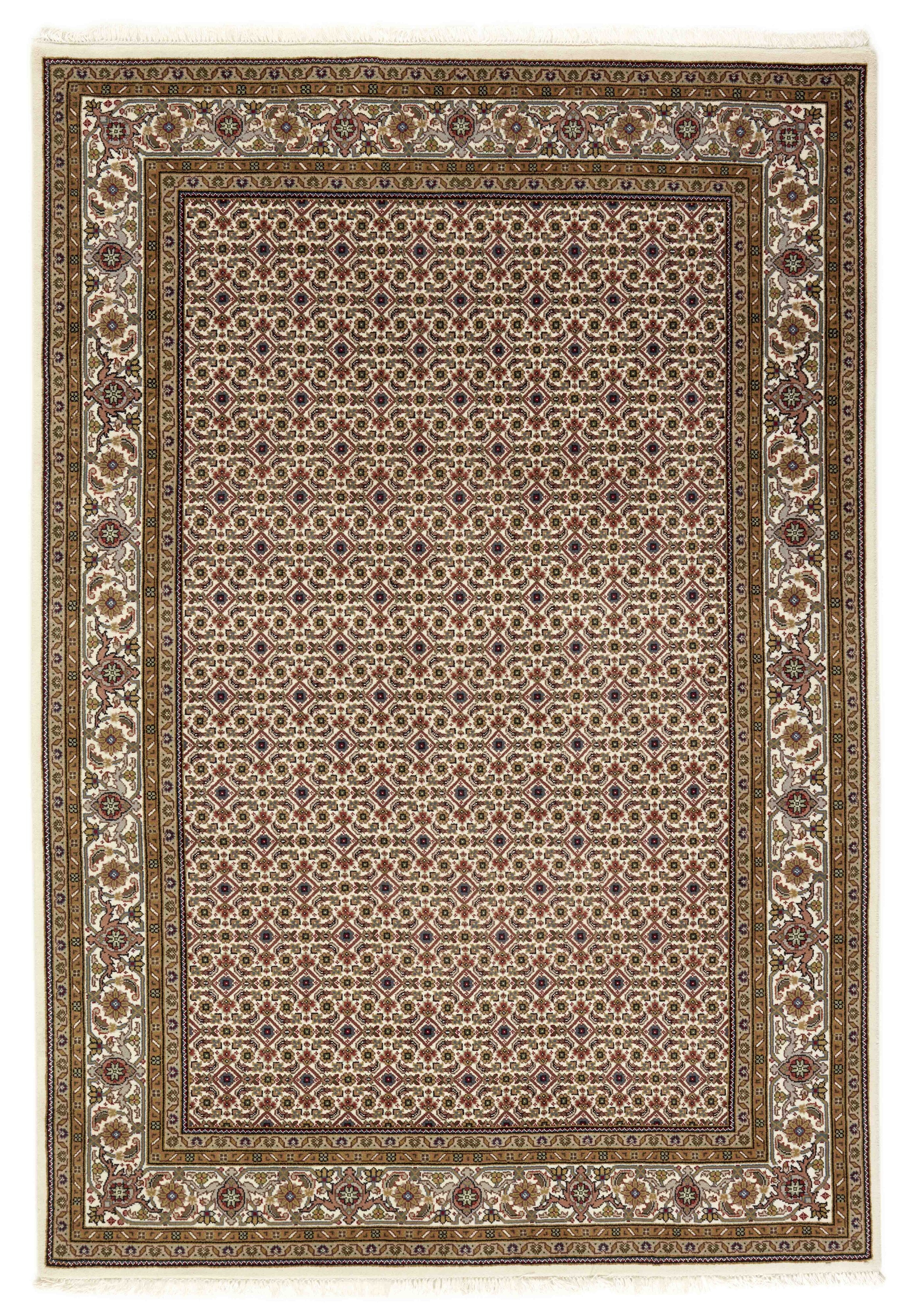 Authentic Oriental Tabriz Indi rug with multicolour floral bordered pattern
