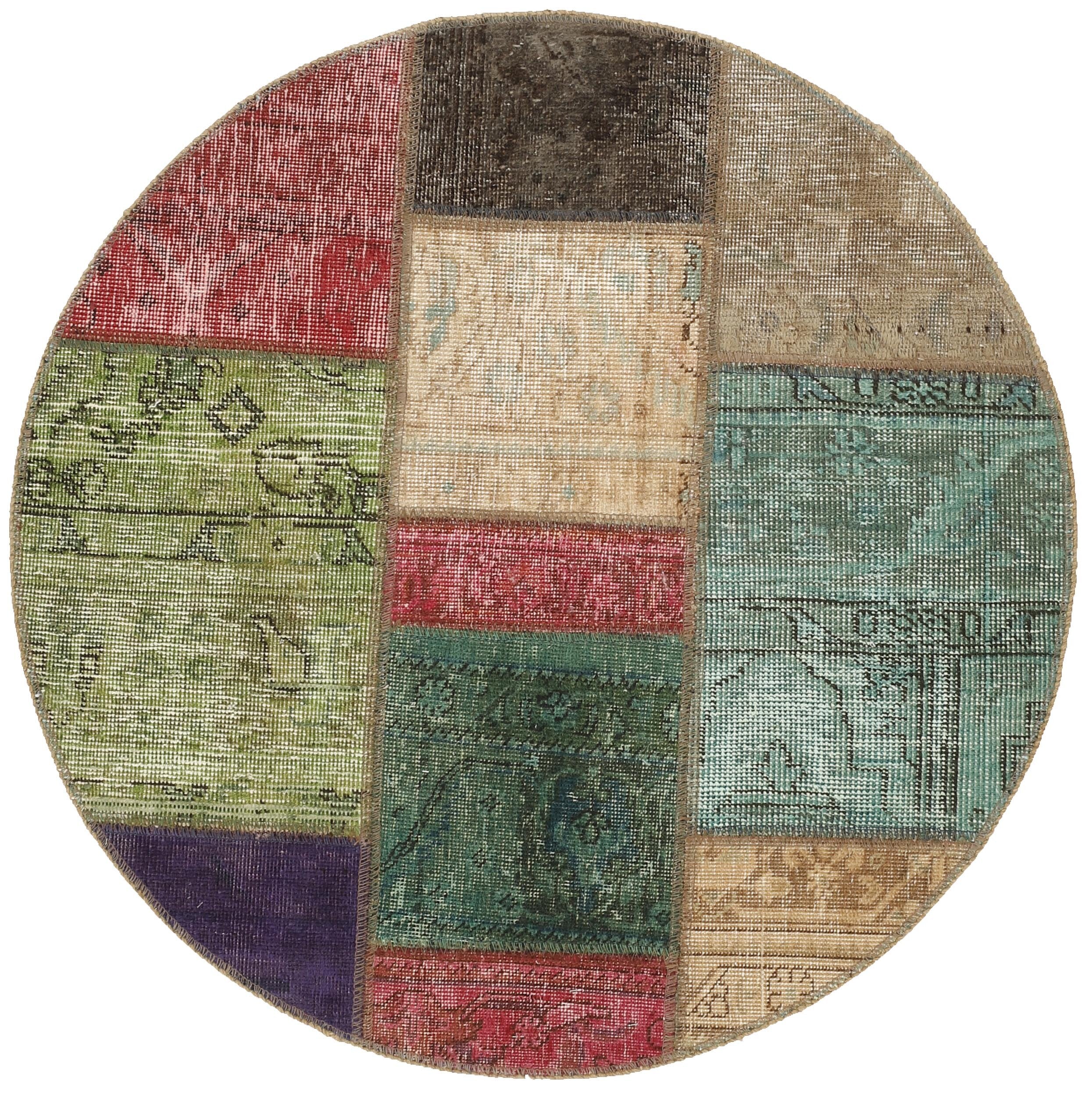Authentic multicolour patchwork persian circle rug