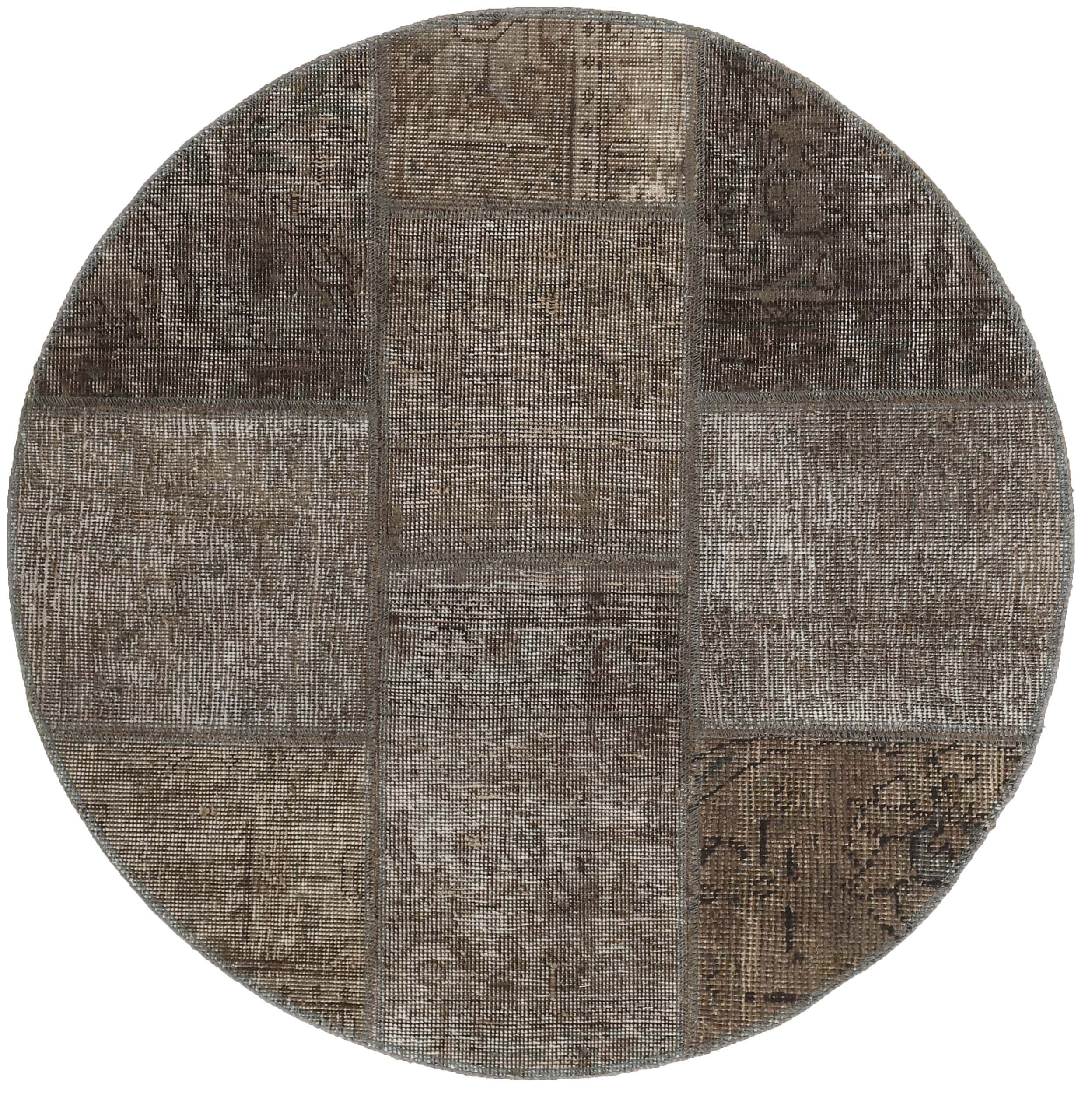 Authentic grey patchwork persian circle rug