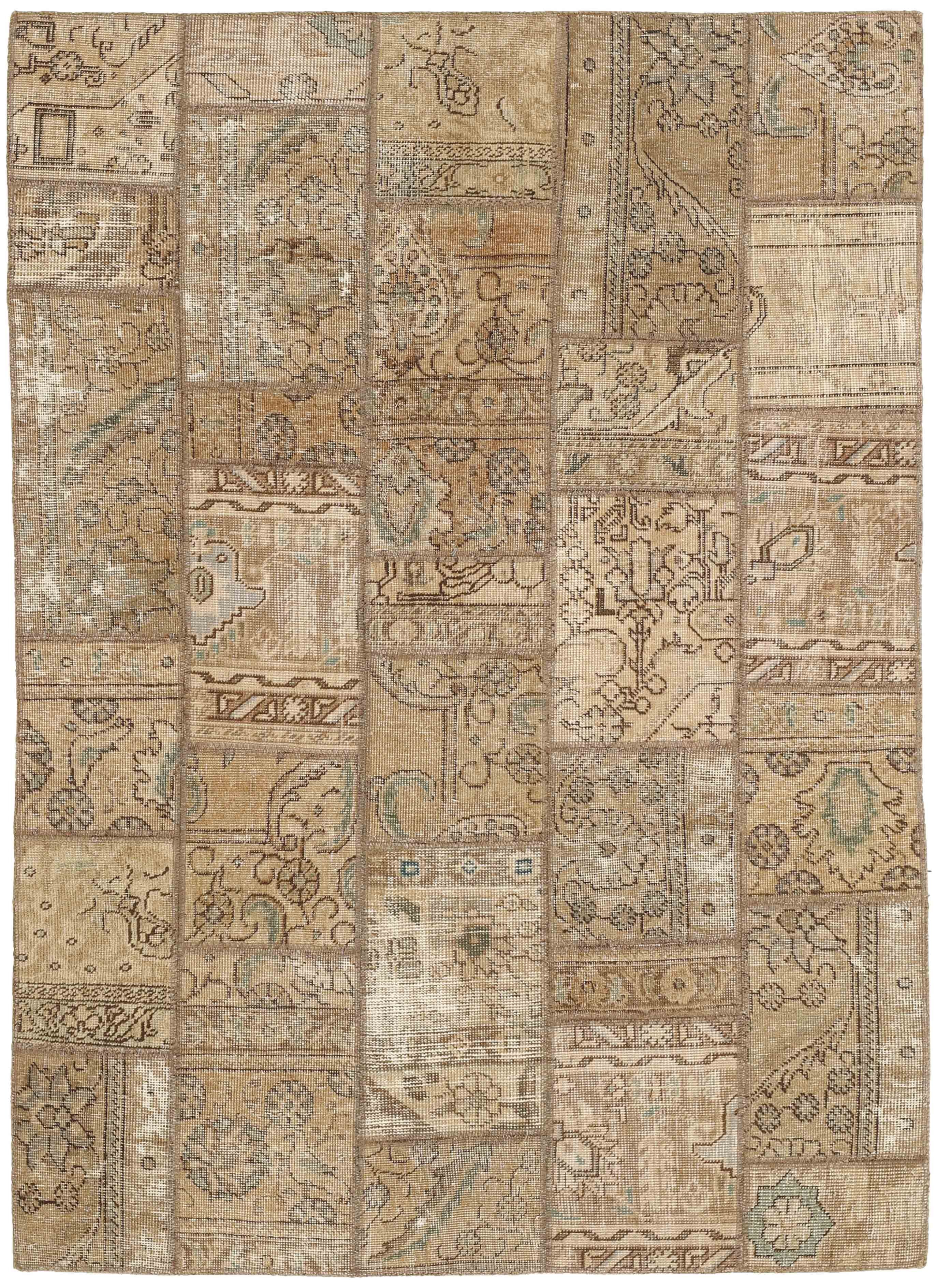 Authentic beige patchwork persian rug