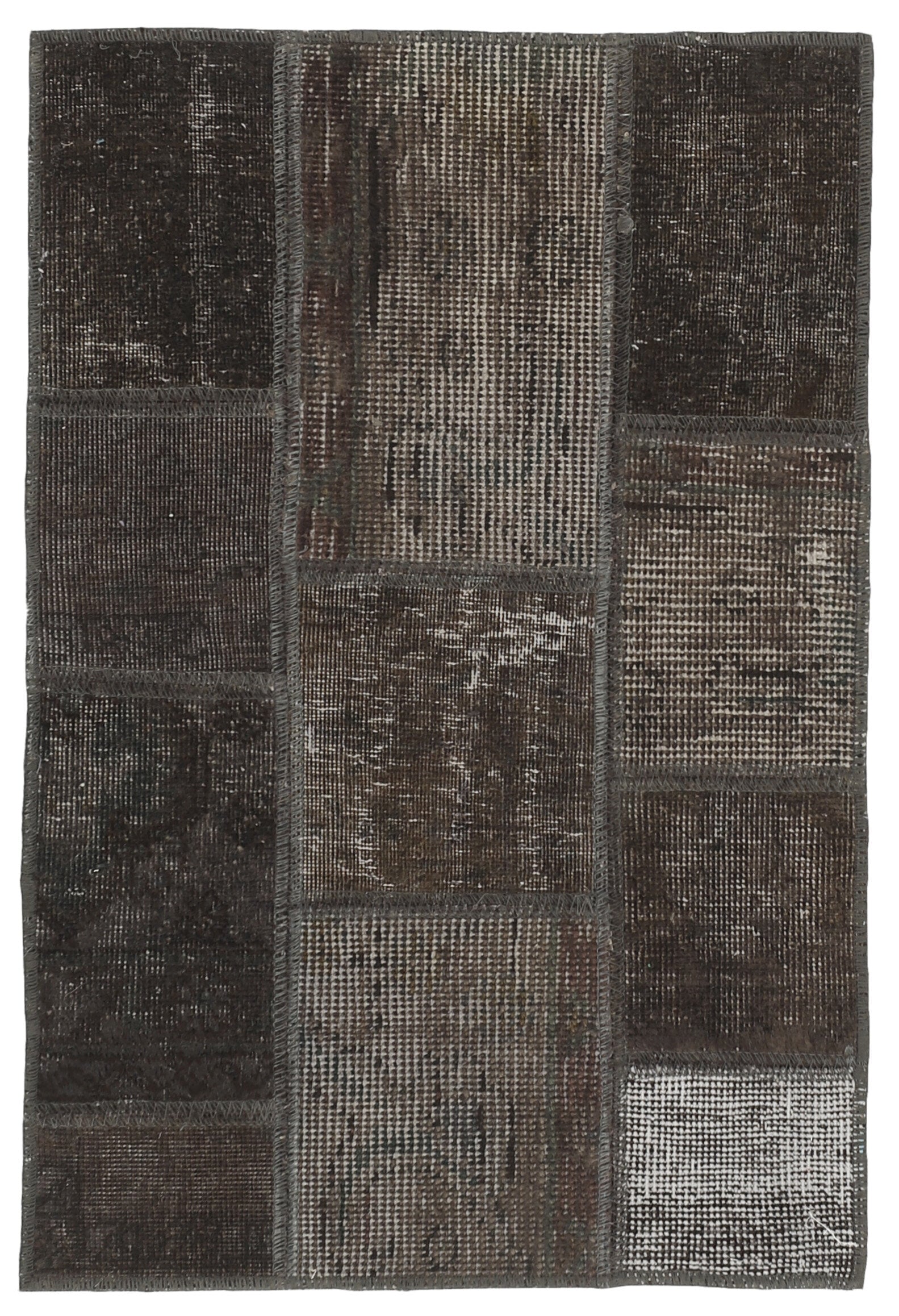 Authentic grey patchwork persian rug