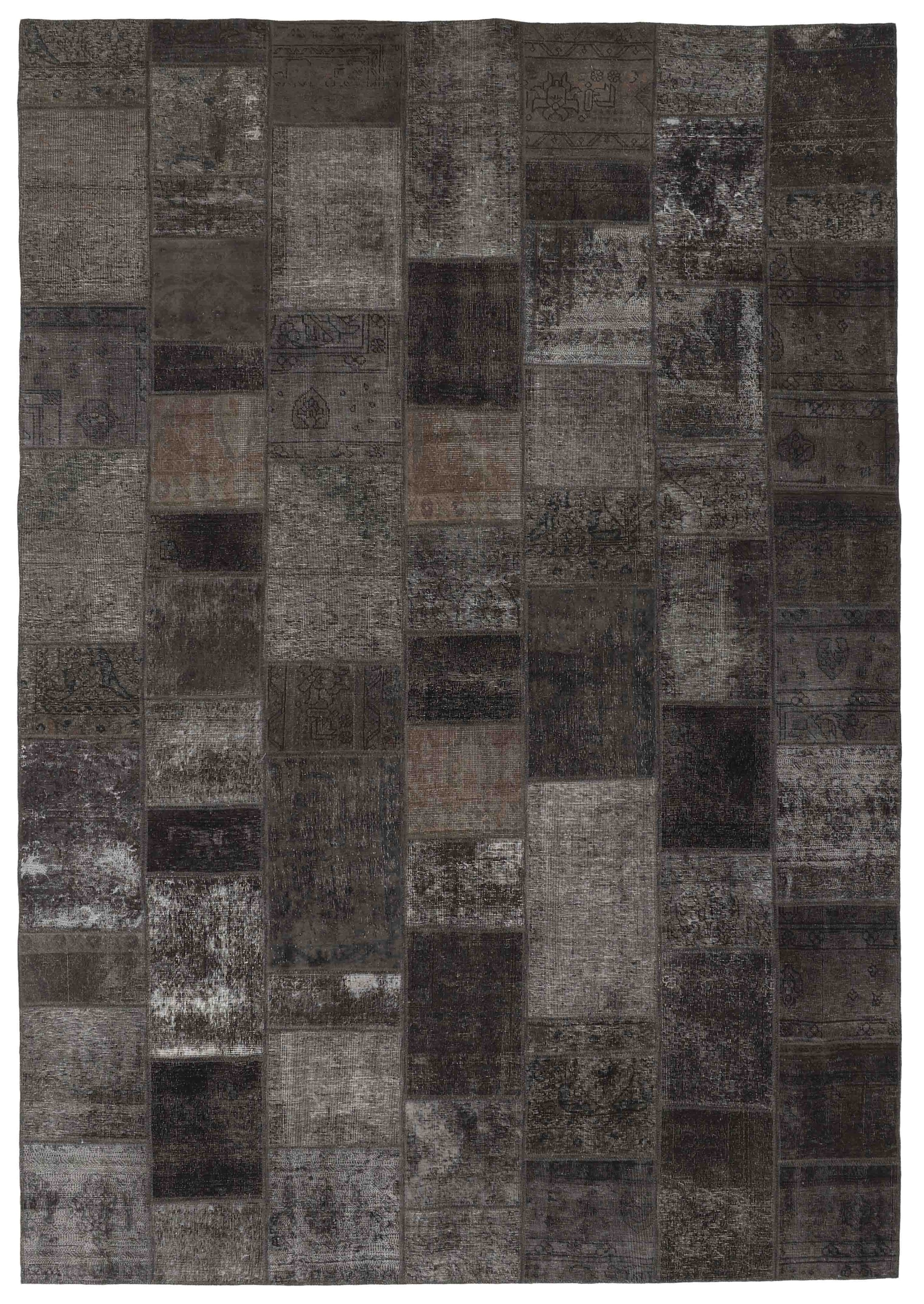 Authentic grey patchwork persian rug