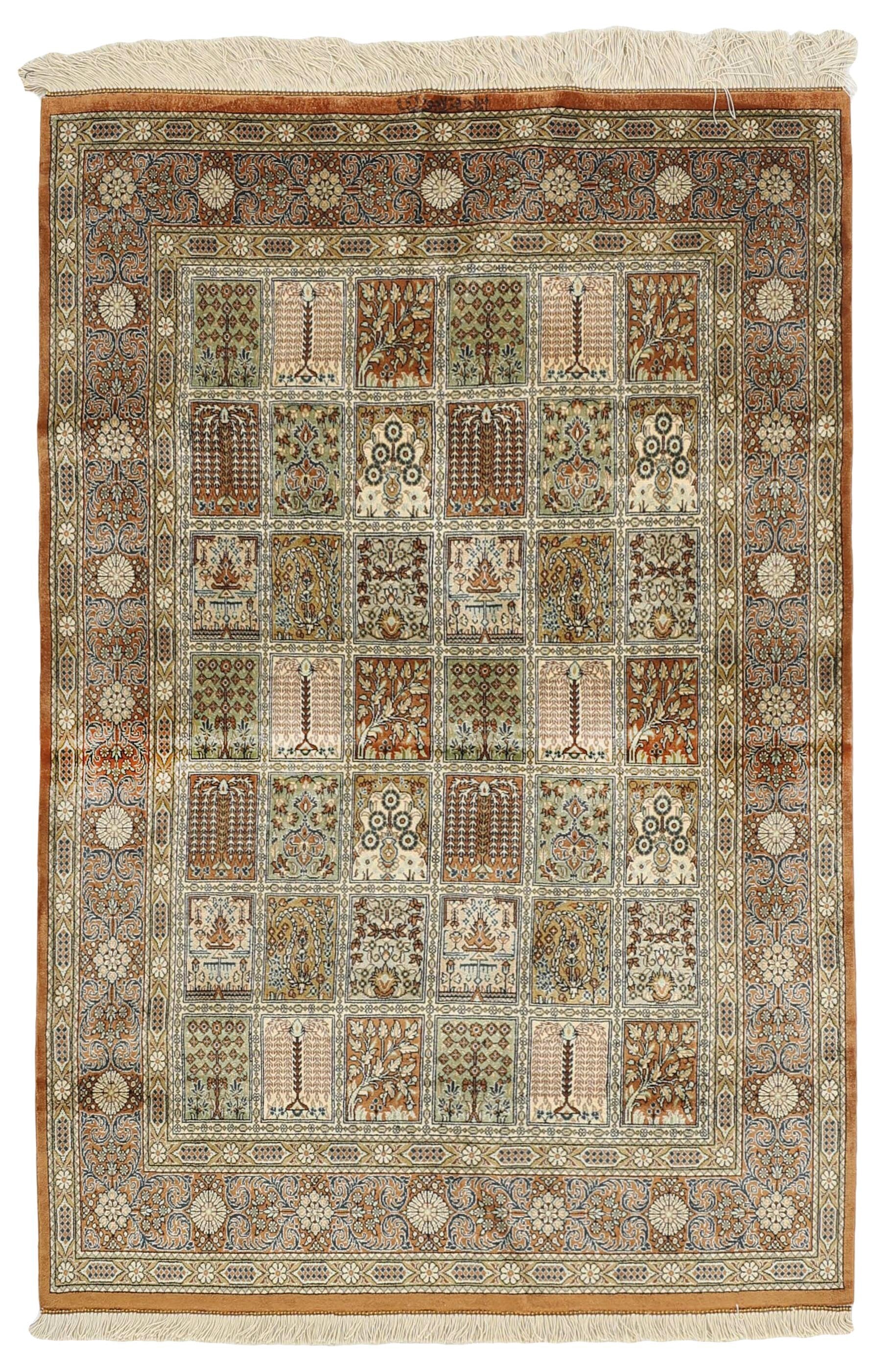Authentic persian rug with a traditional floral design in beige