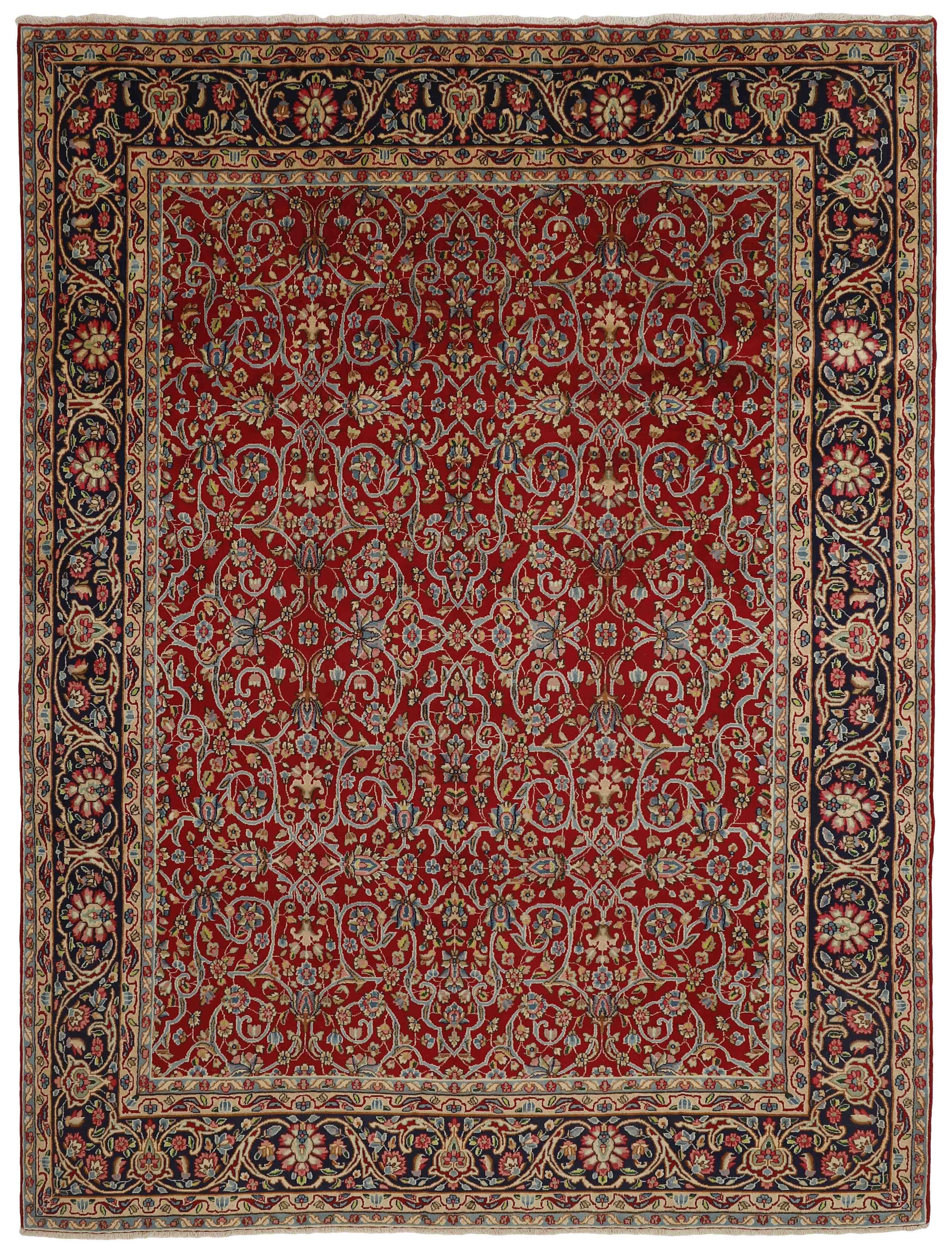 Luxury red traditional Kerman rug