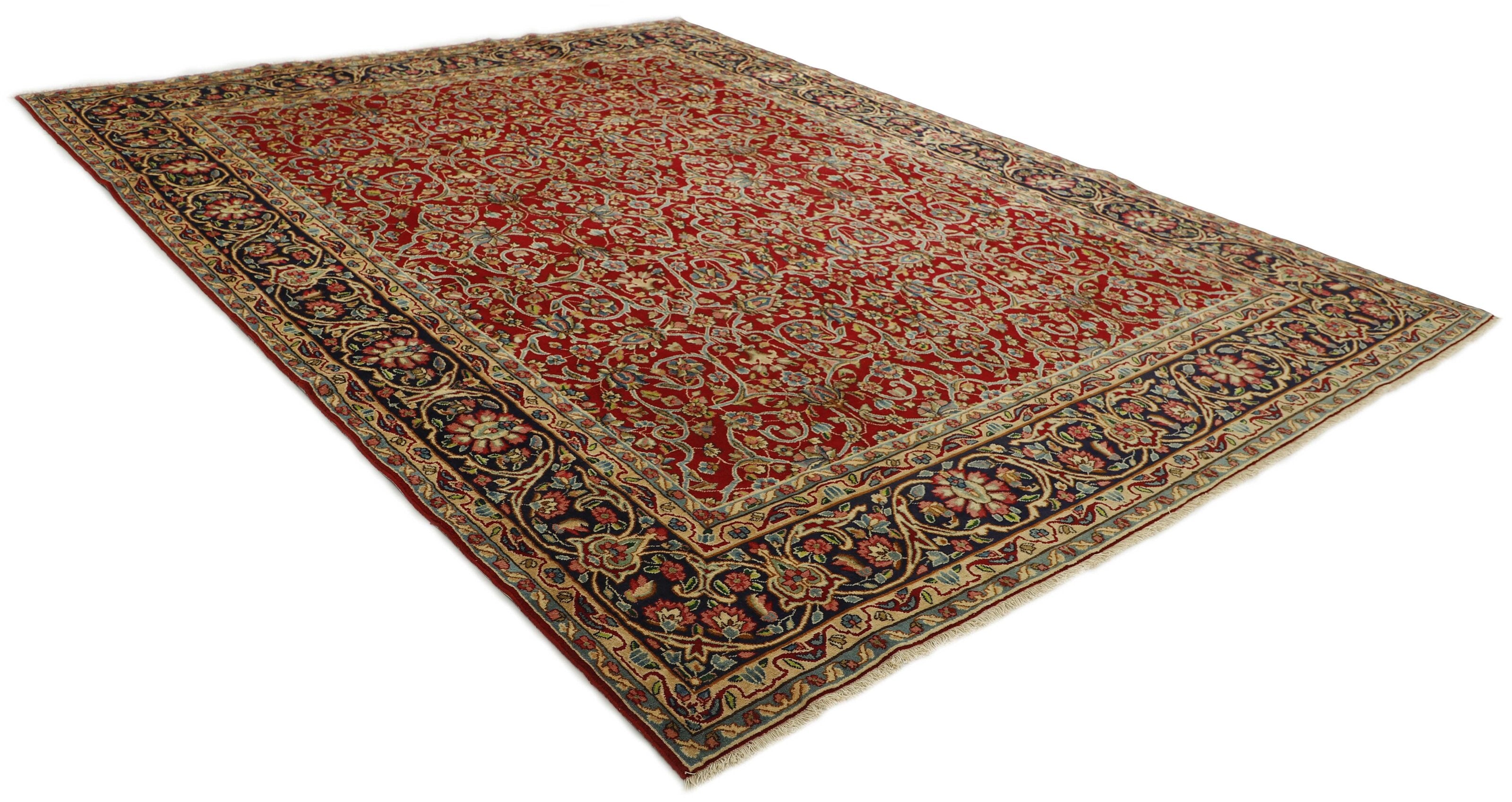 Luxury red traditional Kerman rug