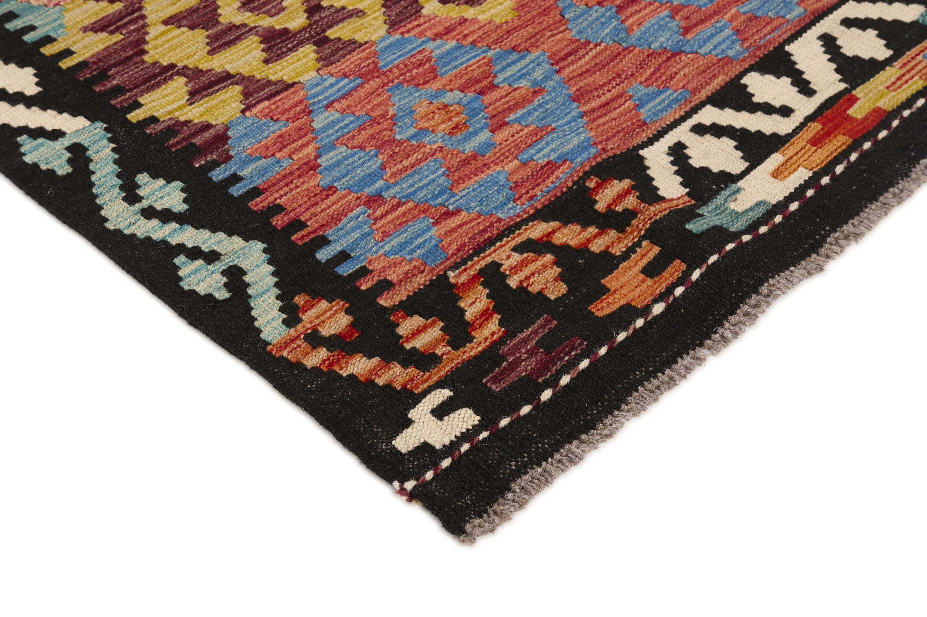 Authentic Persian Kilim flatweave runner with traditional multicolour pattern