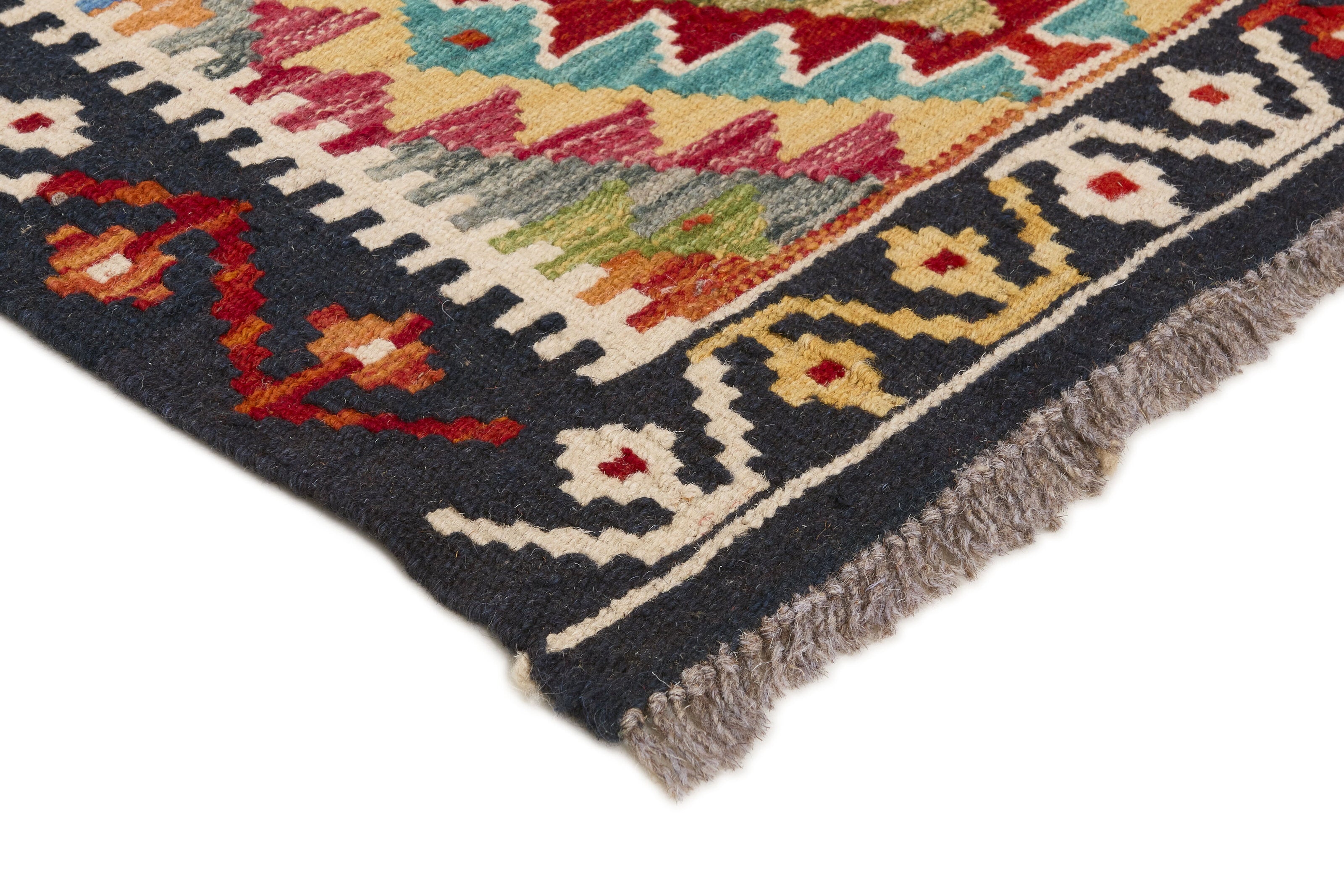 Authentic Persian Kilim flatweave runner with traditional multicolour pattern