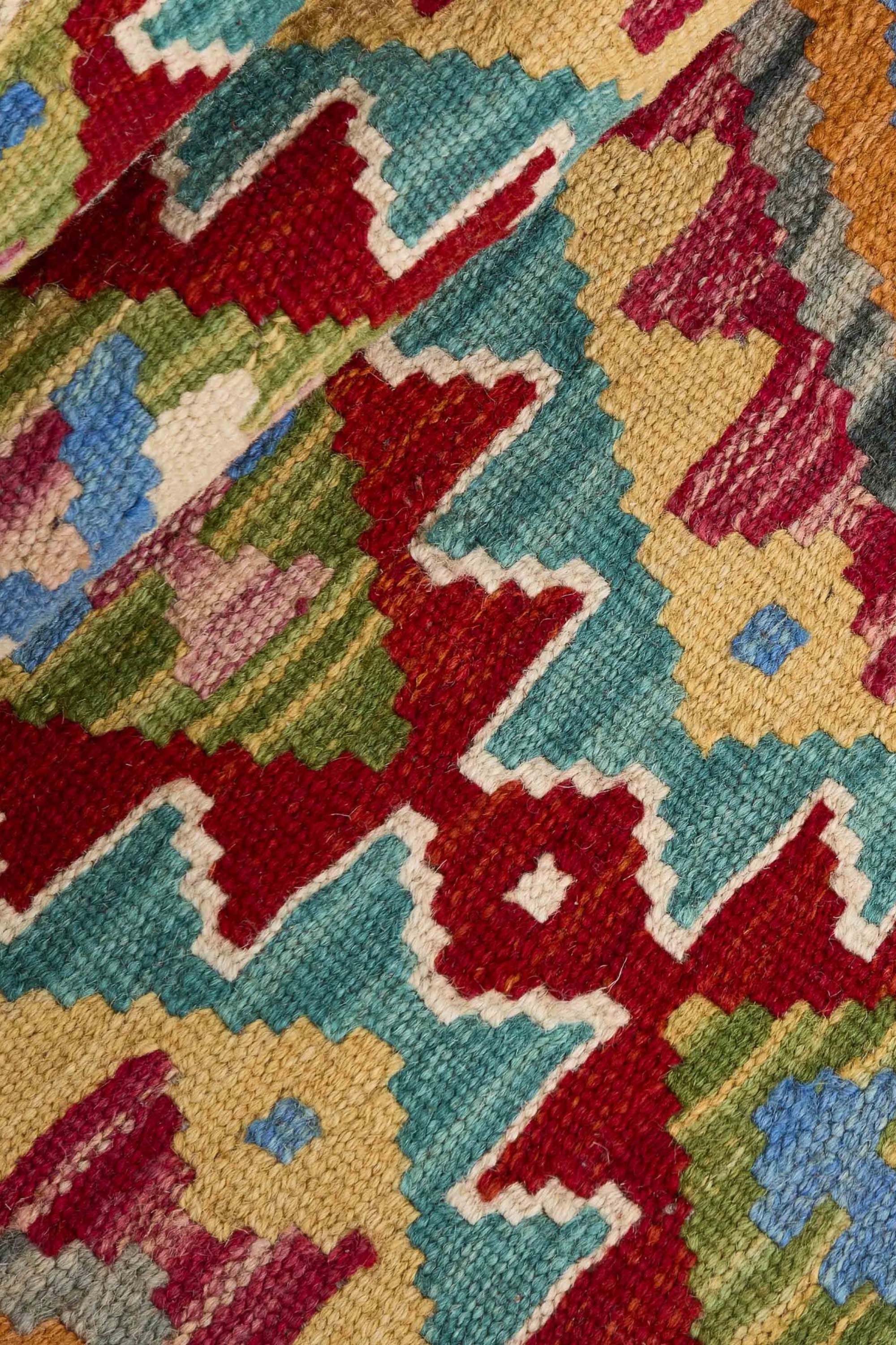 Authentic Persian Kilim flatweave runner with traditional multicolour pattern