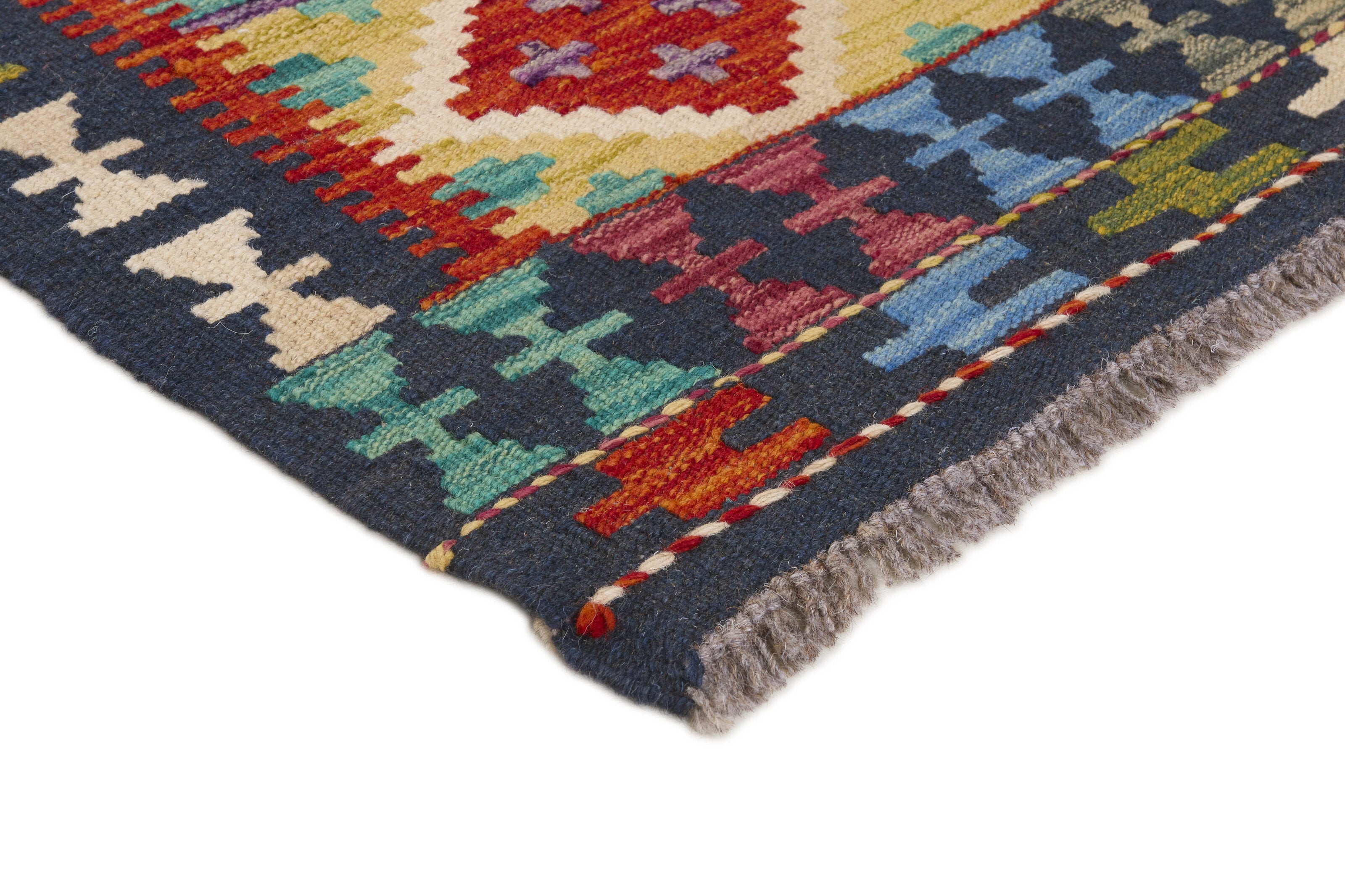 Authentic Persian Kilim flatweave runner with traditional multicolour pattern