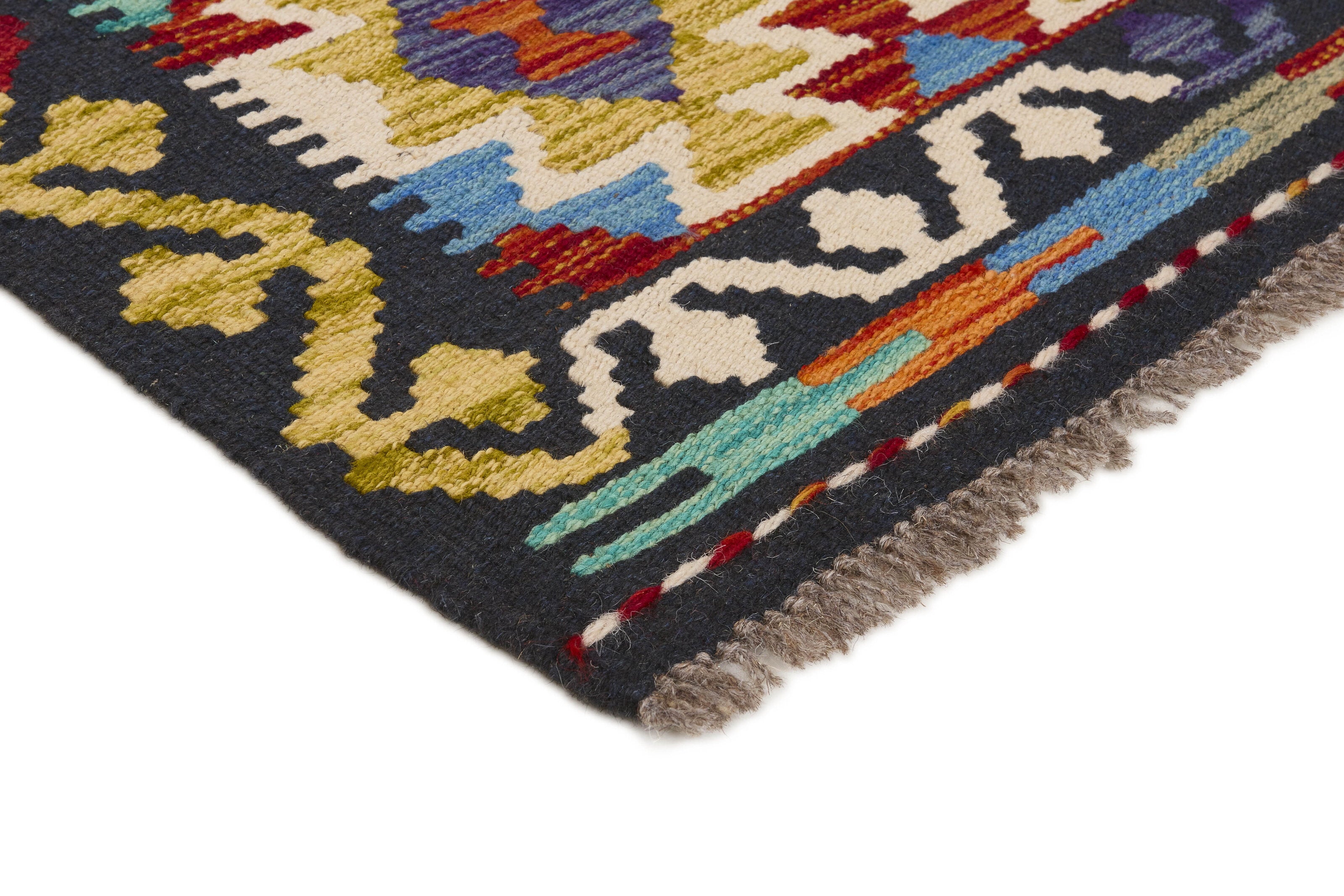 Authentic Persian Kilim flatweave runner with traditional multicolour pattern