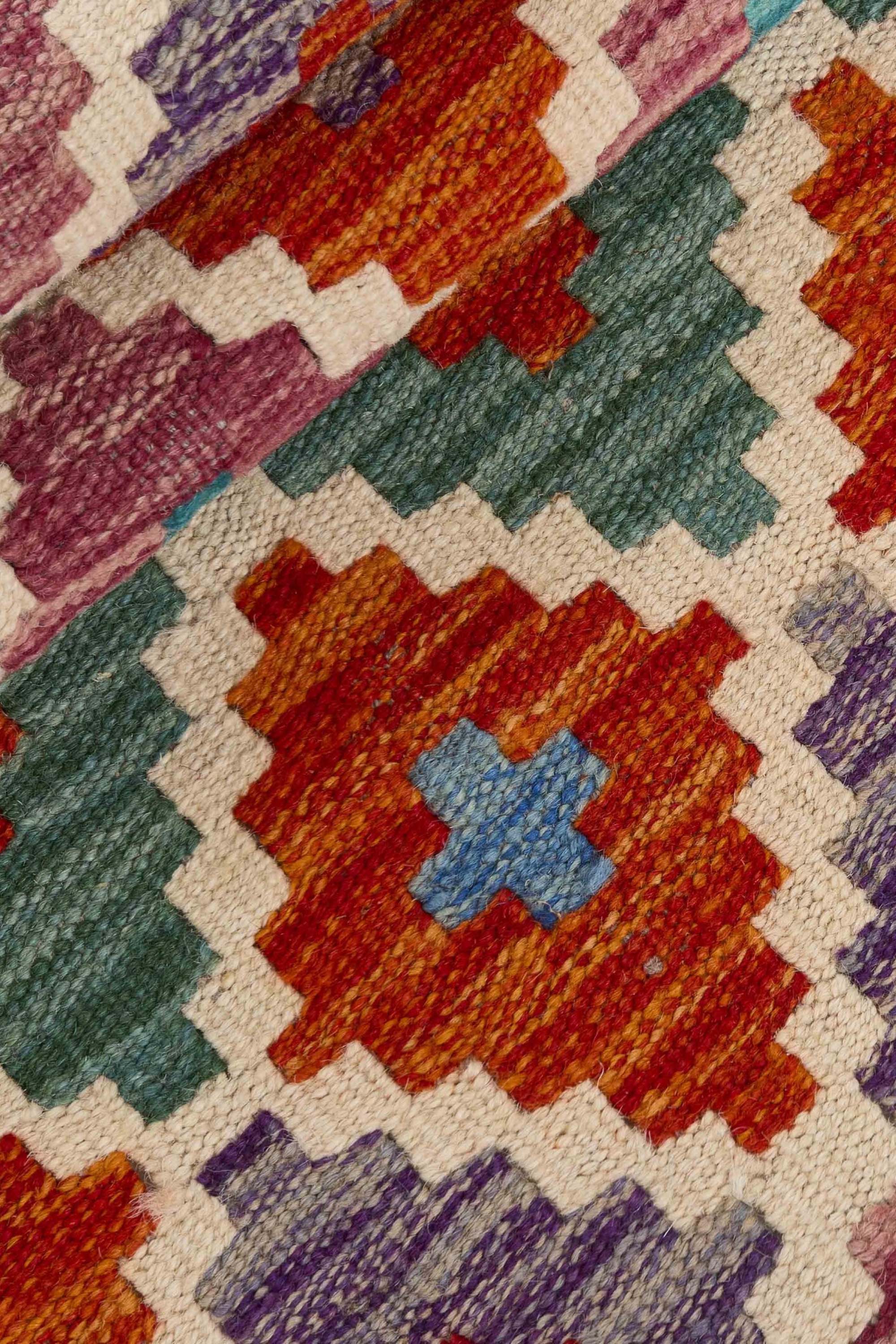 Authentic Persian Kilim flatweave runner with traditional multicolour pattern