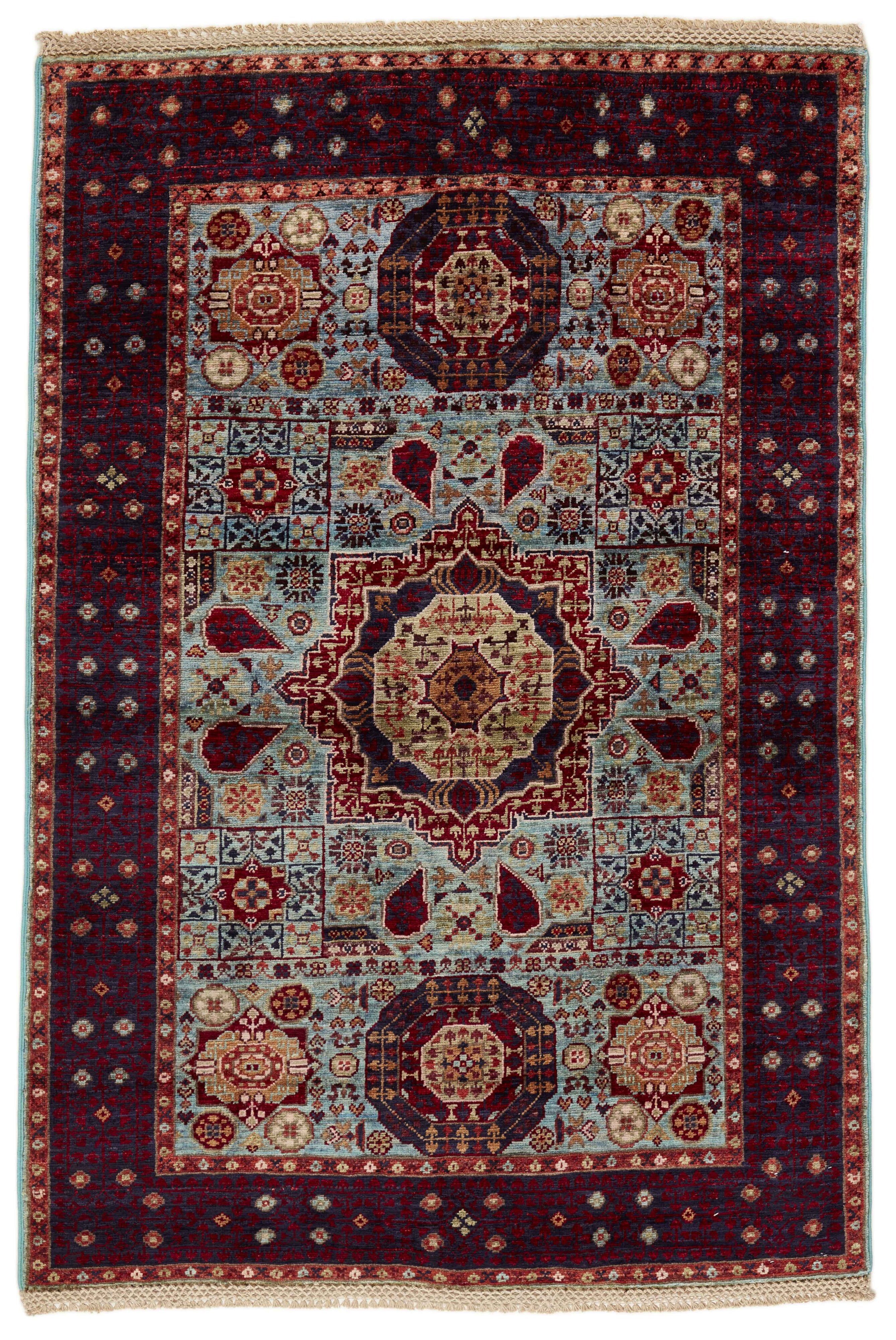 Oriental Ziegler rug with blue floral pattern