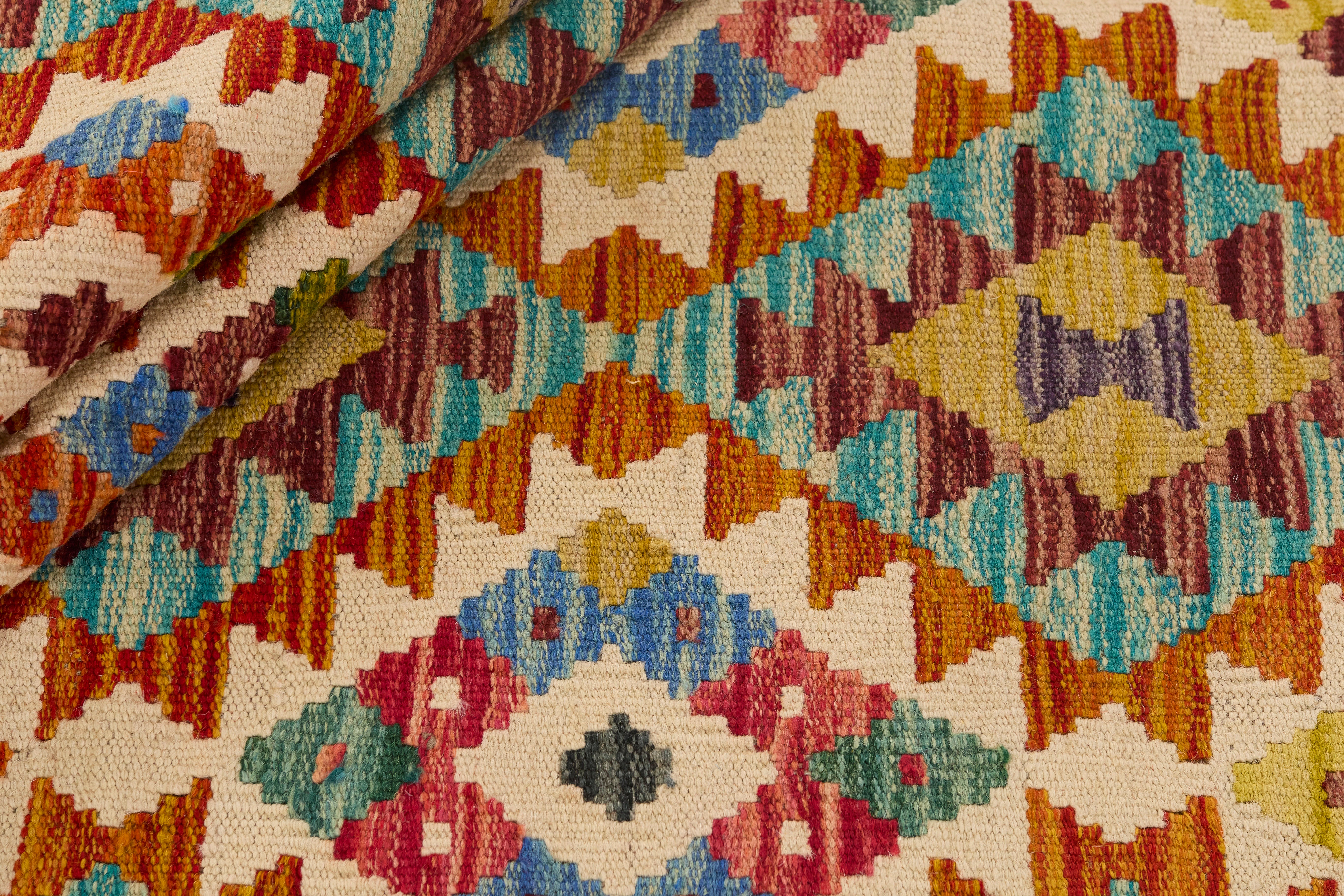 Multicolour traditional Afghan Kilim rug