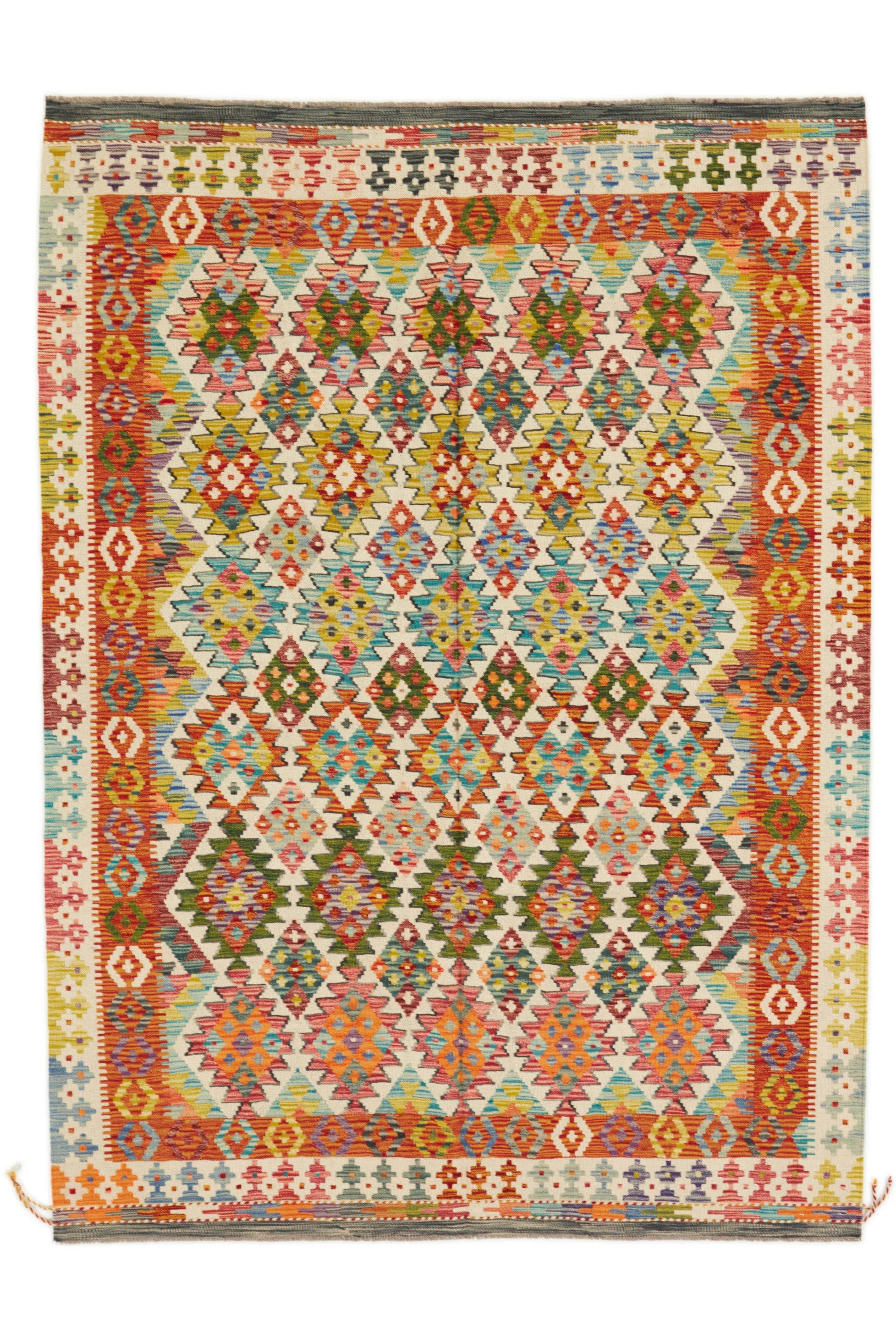 Multicolour traditional Afghan Kilim rug