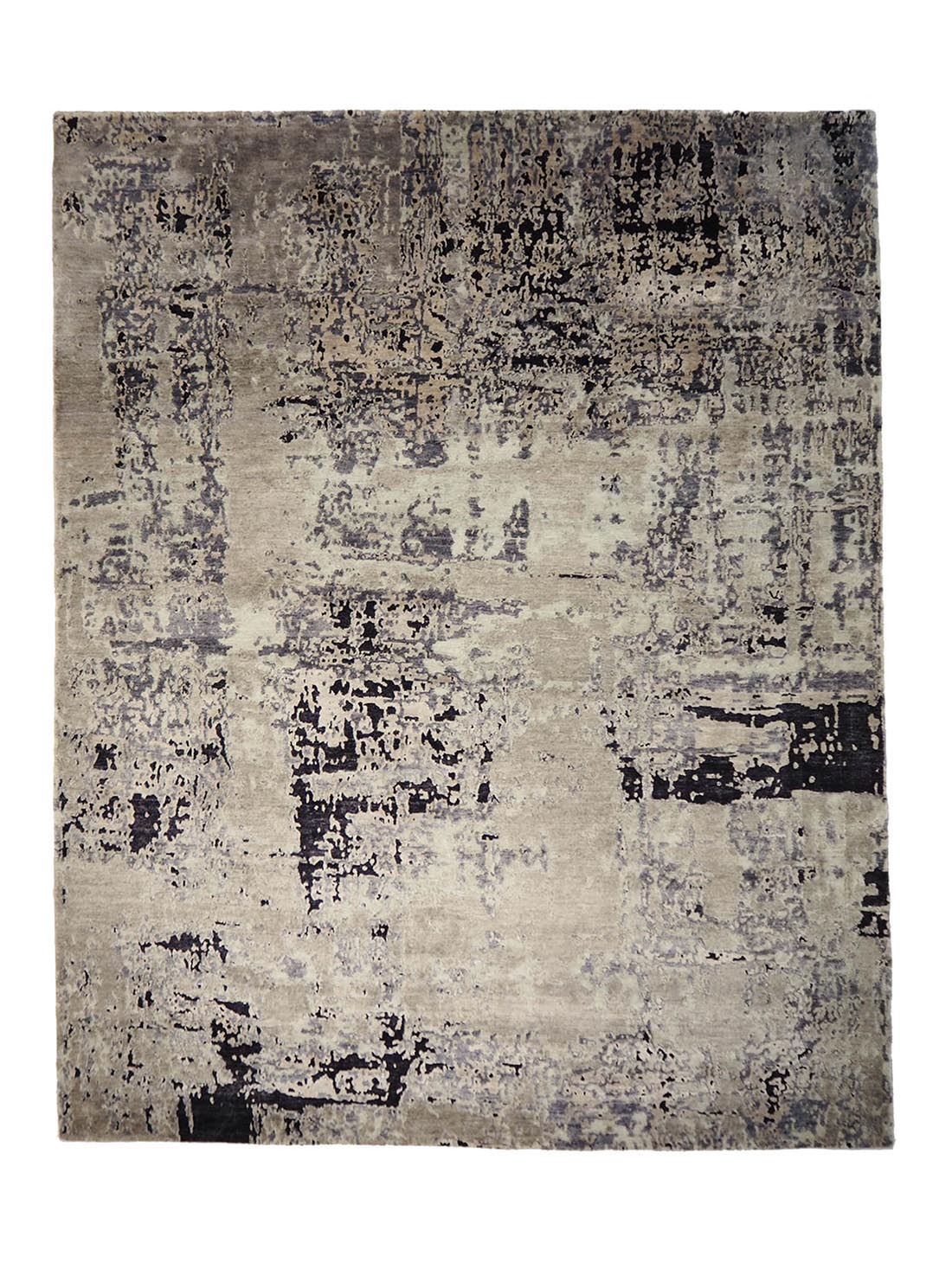 abstract area rug in grey, beige and blue