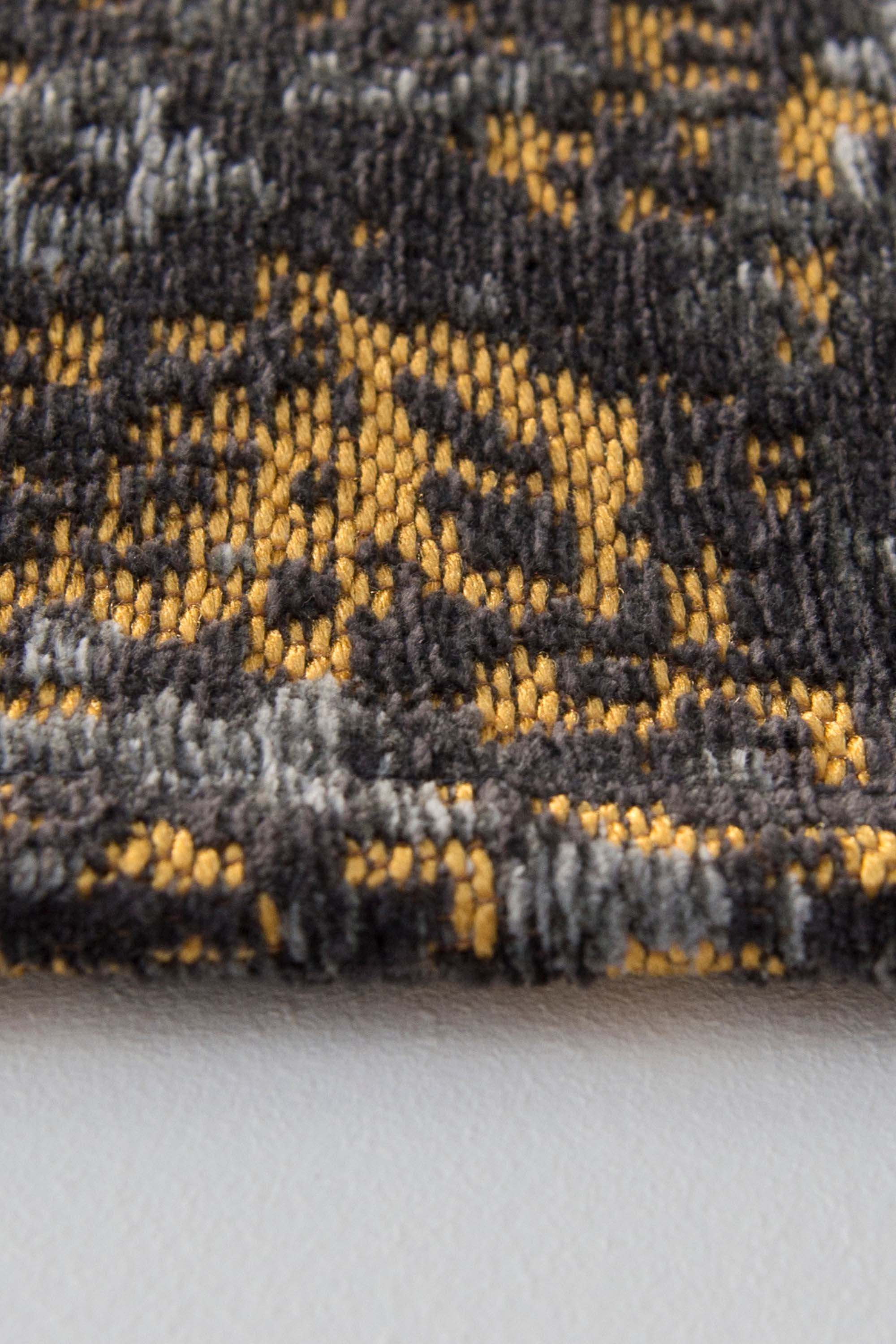 Grey and gold abstract runner rug
