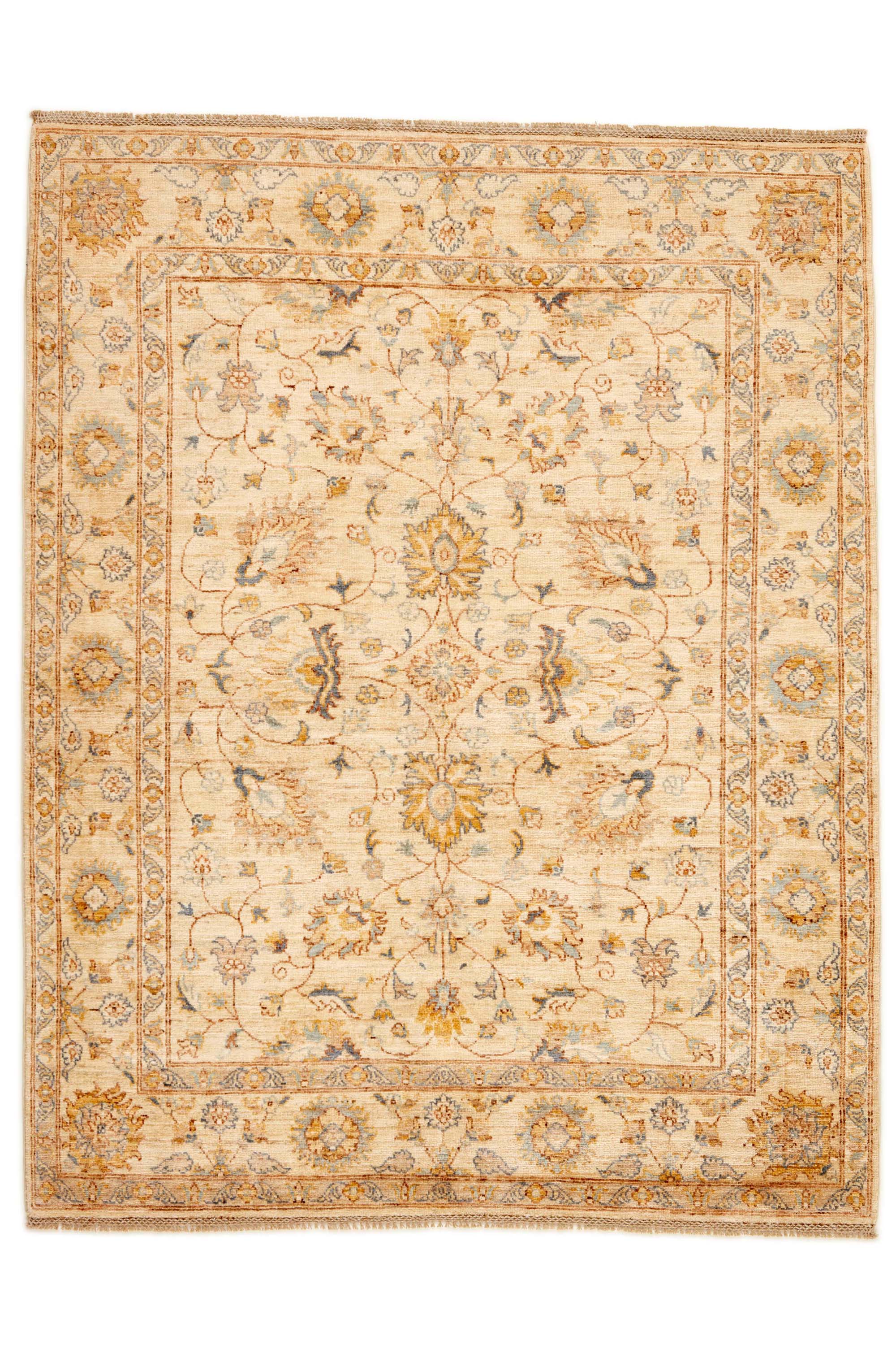 Traditional gold bordered Ziegler rug
