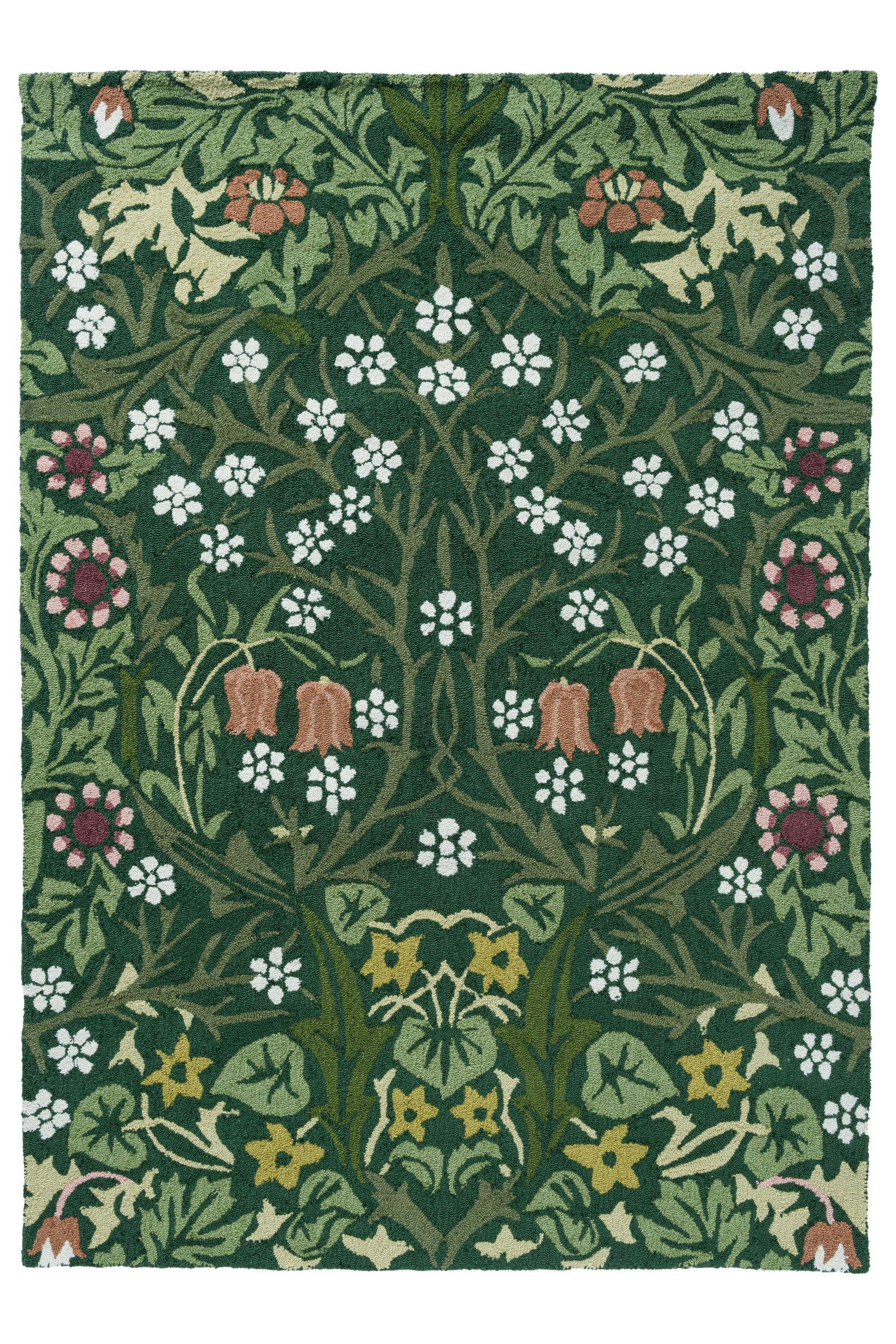 green indoor/outdoor rug with floral pattern