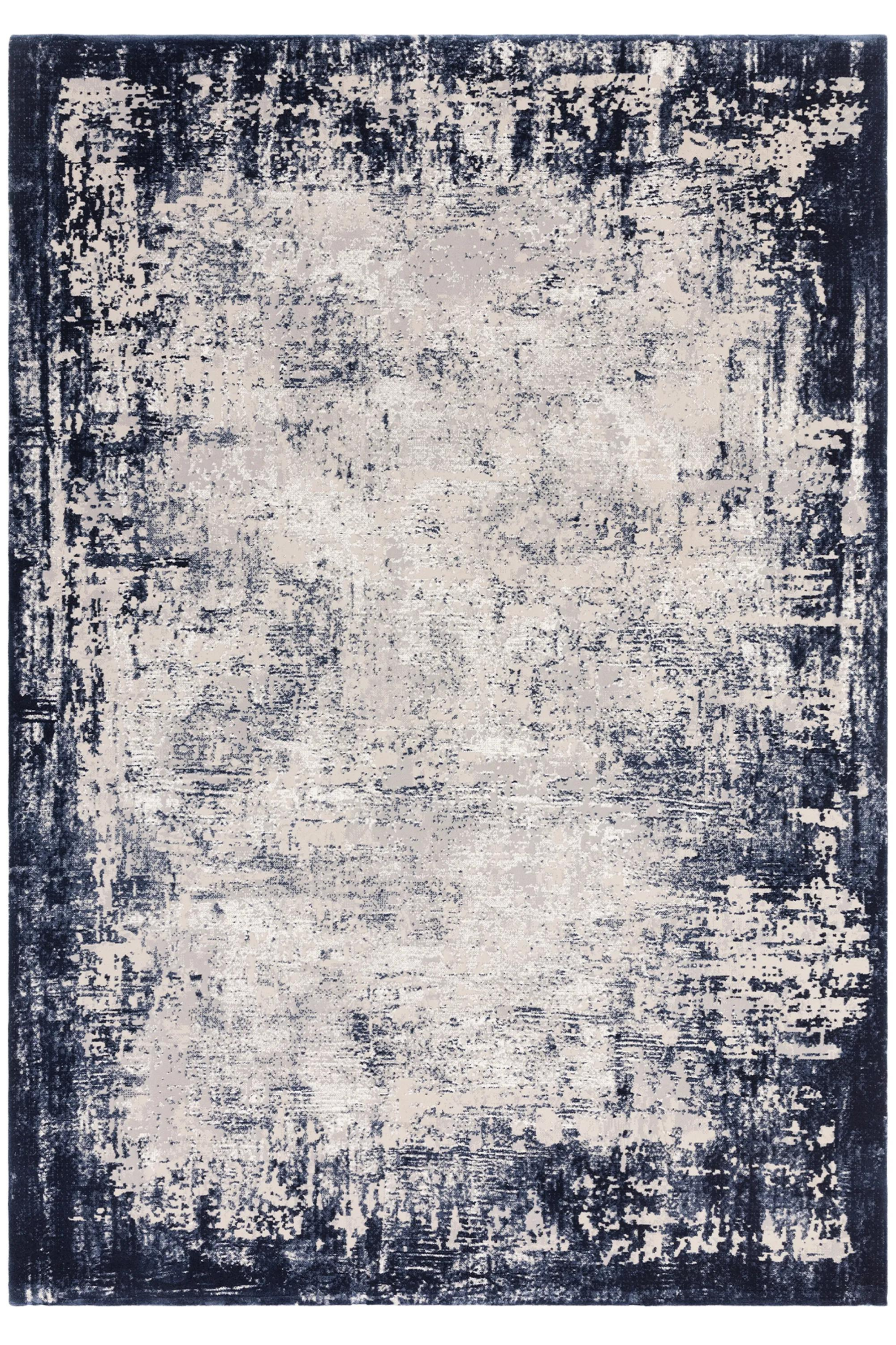 Modern flatweave rug with abstract navy design