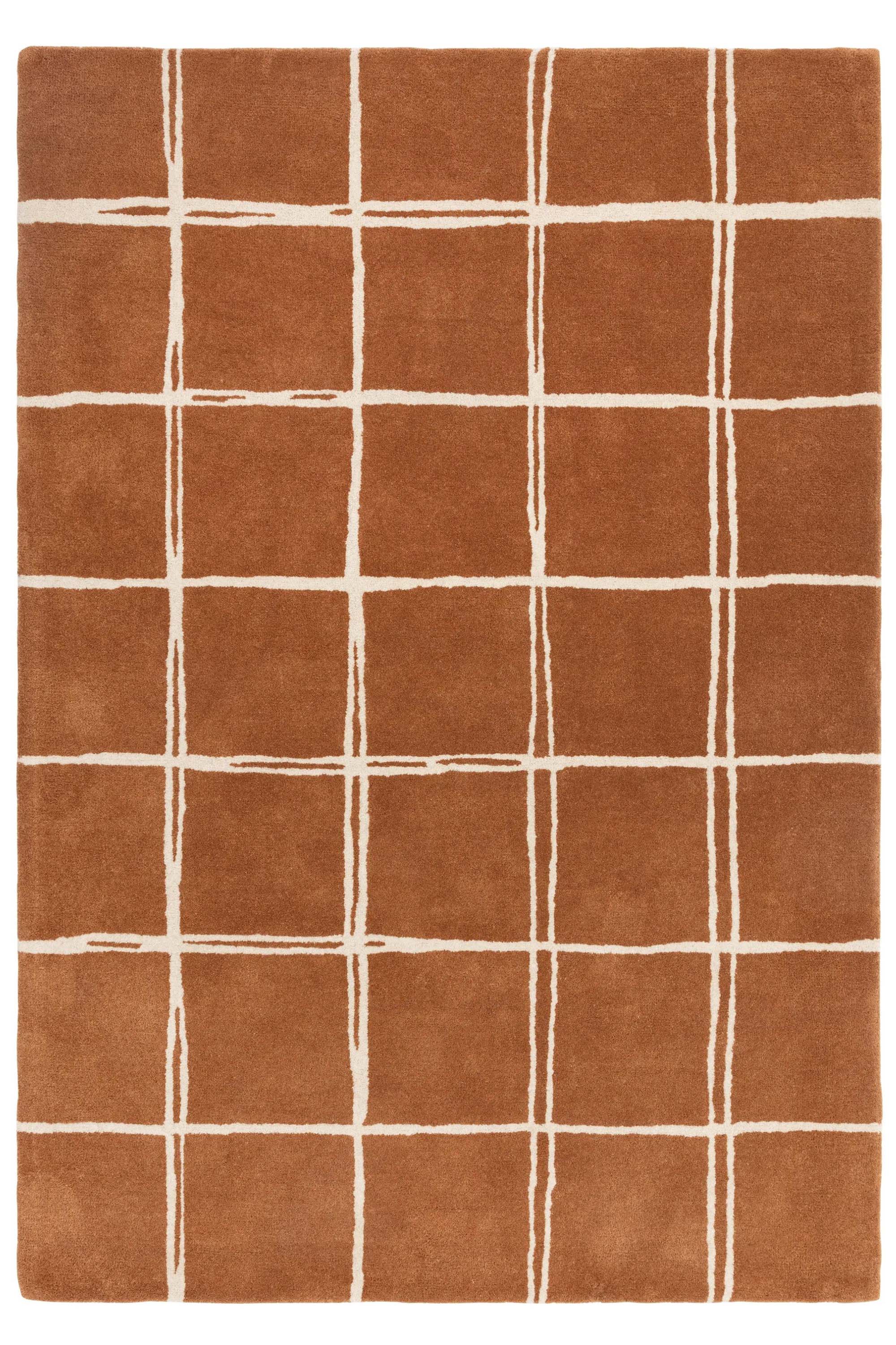 Orange rug with minimal geometric pattern 