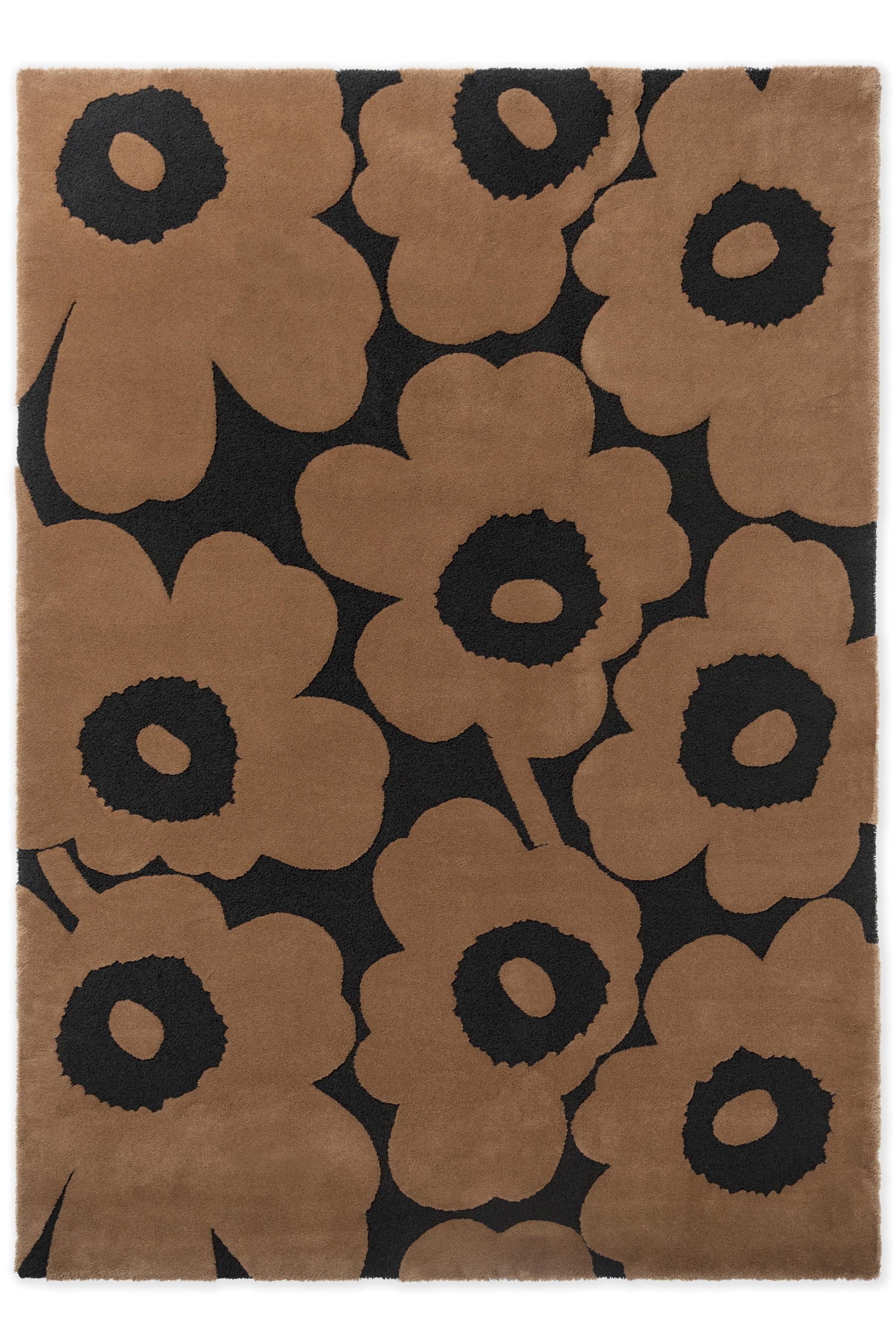 Brown patterned floral rug 
