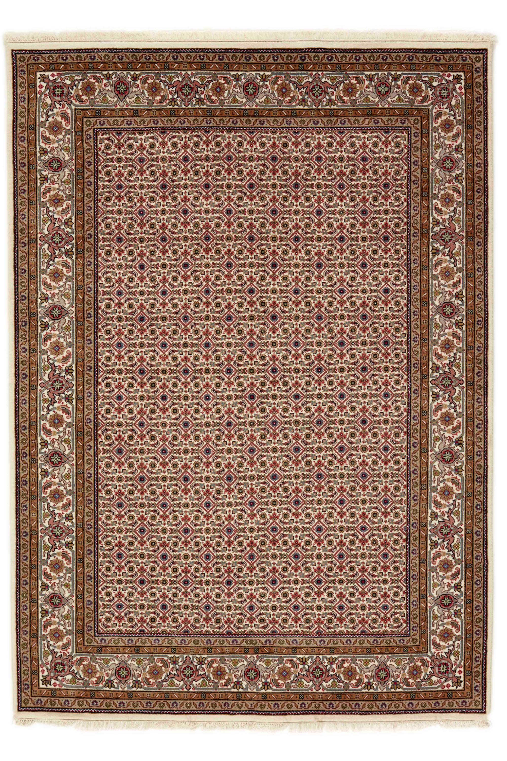 Traditional Luxury Tabriz Rug in brown and red