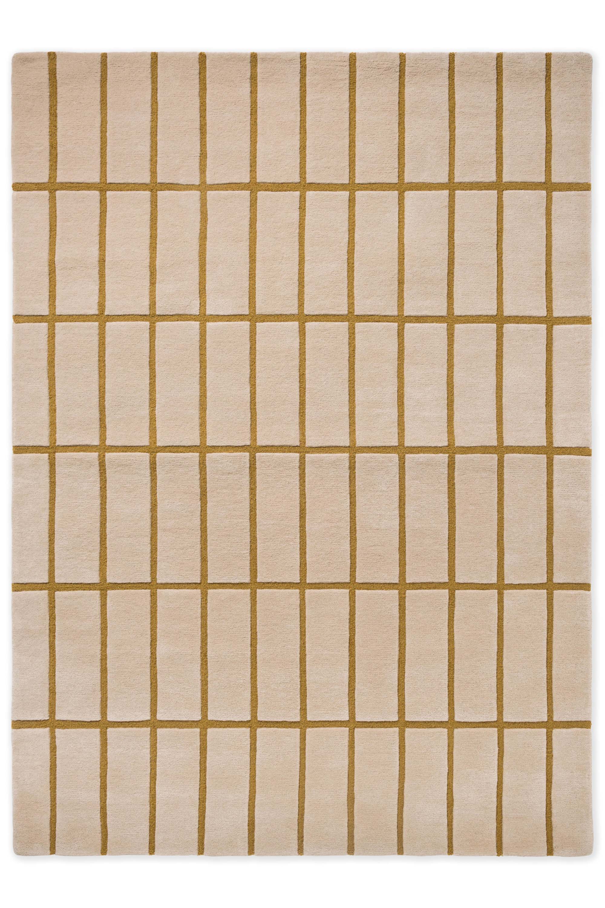 Geometric rug with blue grid pattern