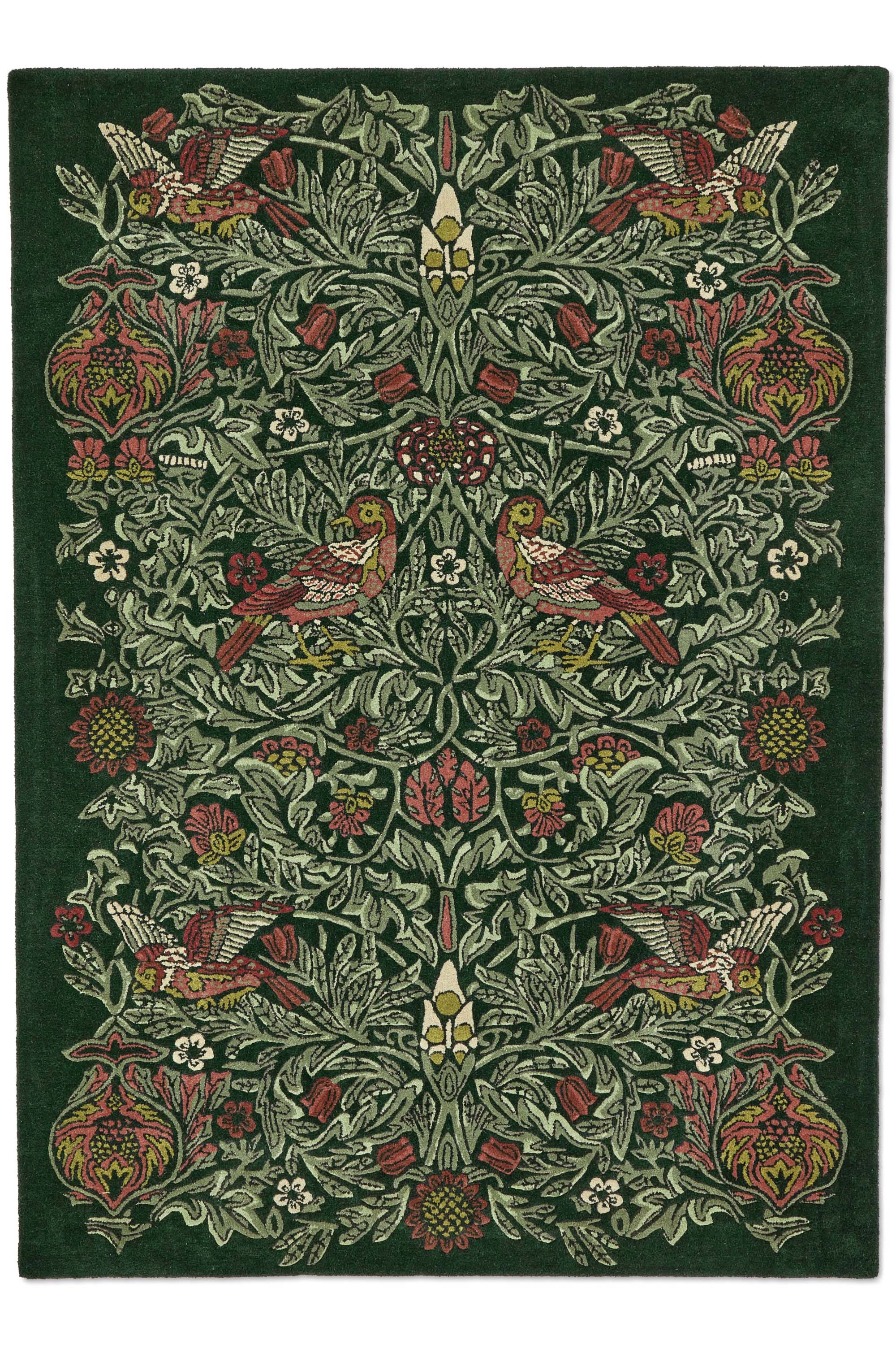 Green floral abstract rug