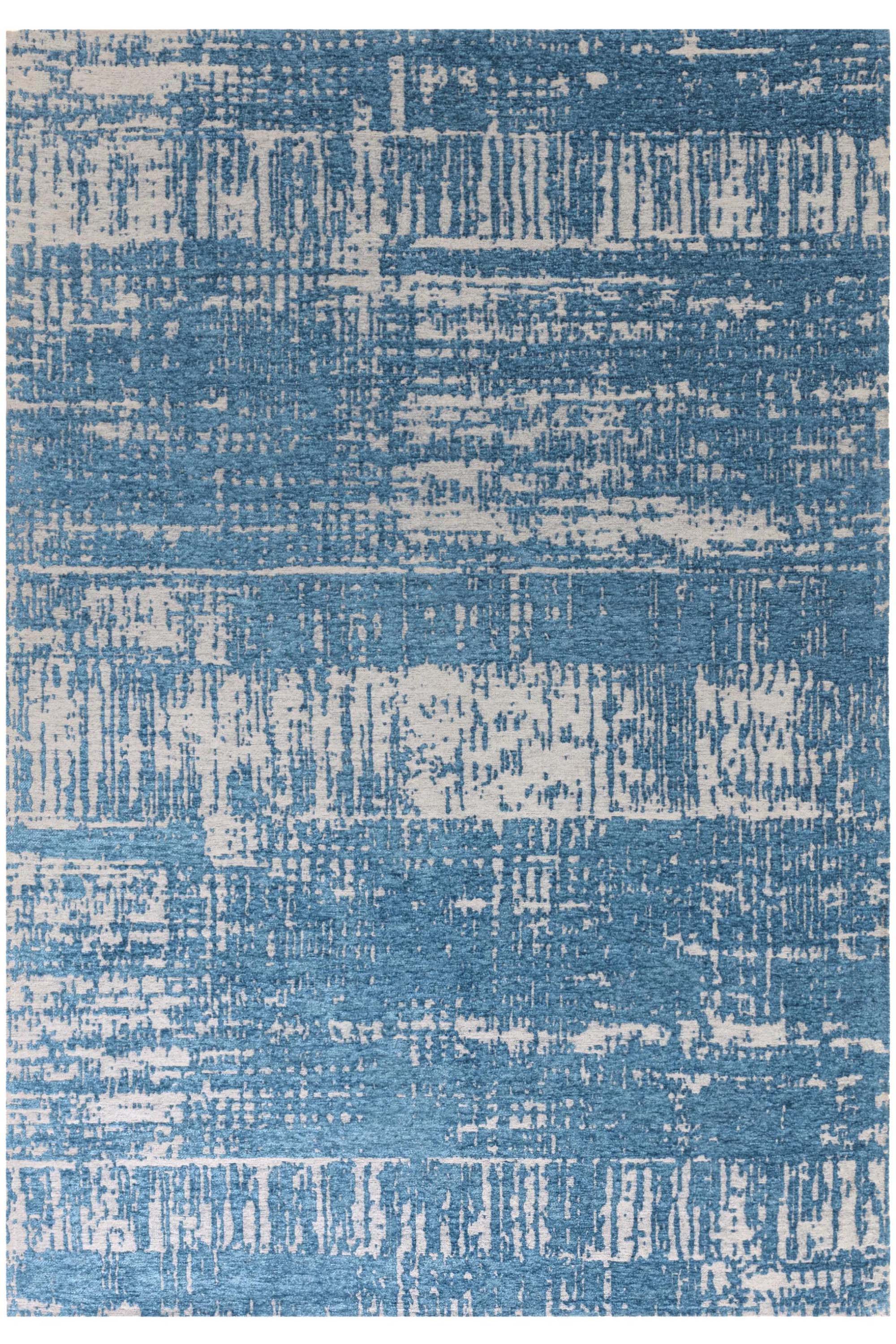 Modern blue flatweave rug with abstract pattern 