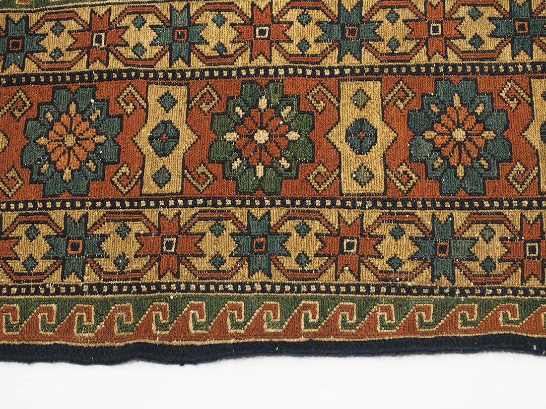 large authentic oriental soumak rug in green