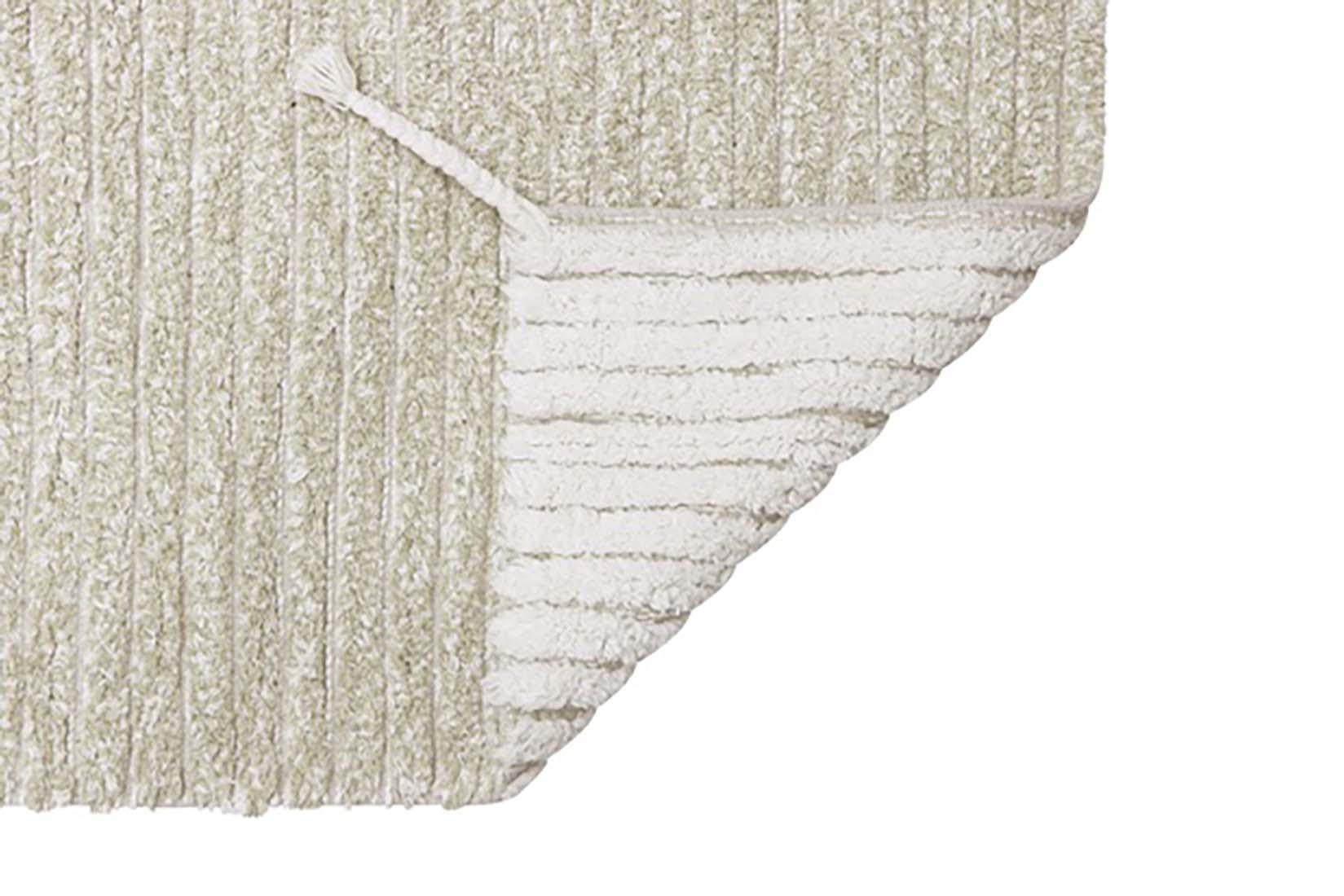 reversible textured rug in green and ivory with ombre design
