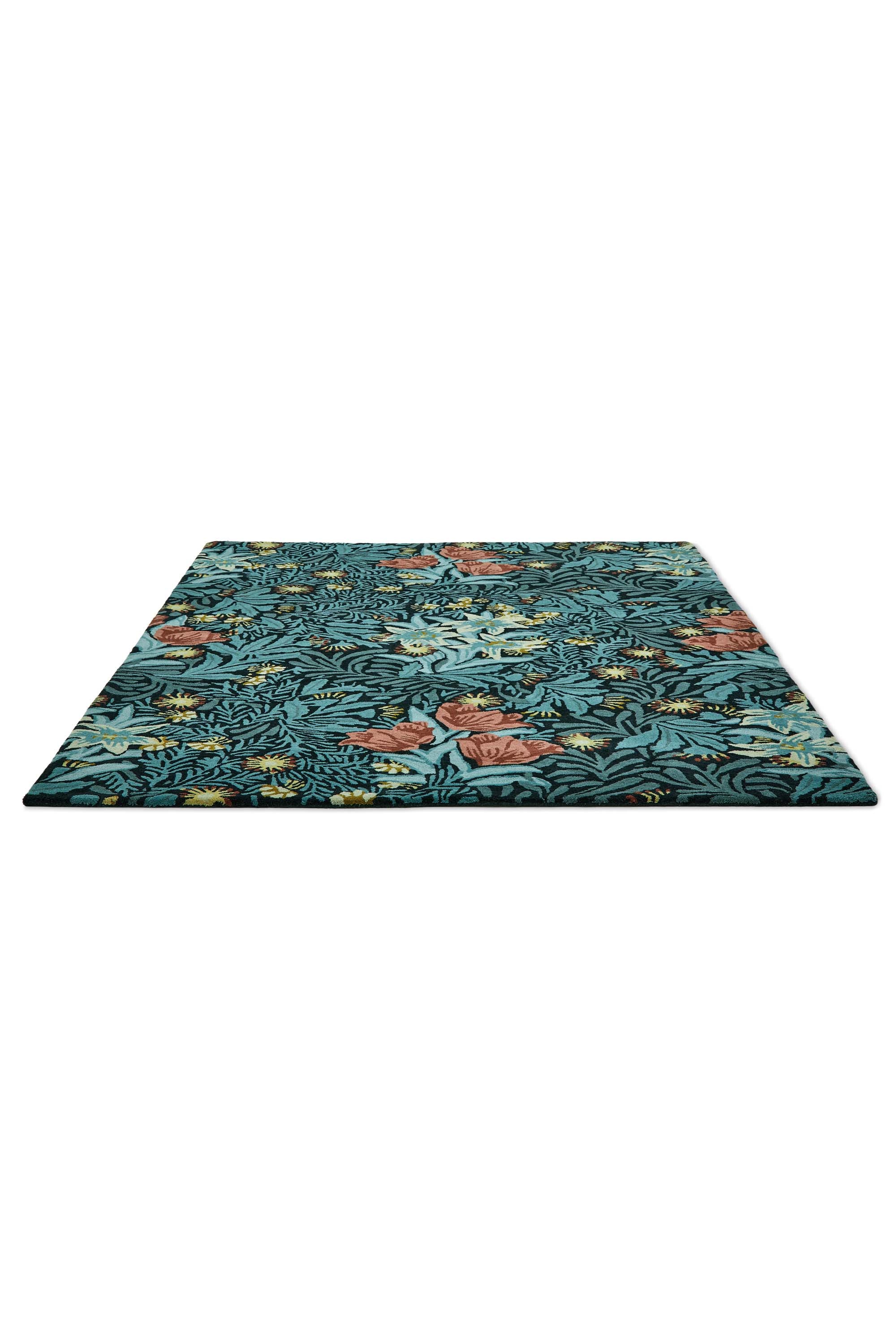 Blue floral abstract rug