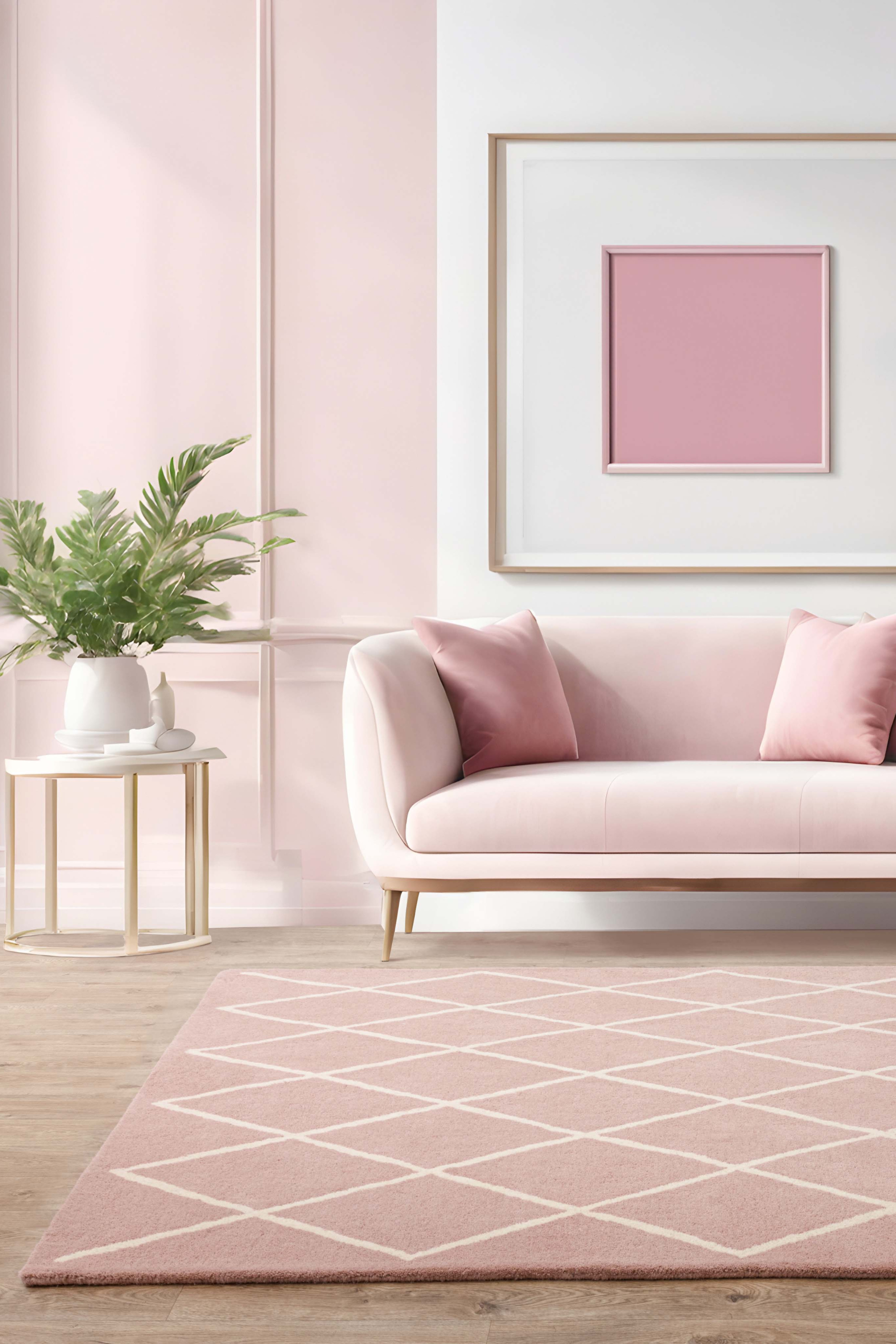 Albany Geometric Diamond Pink Rug
